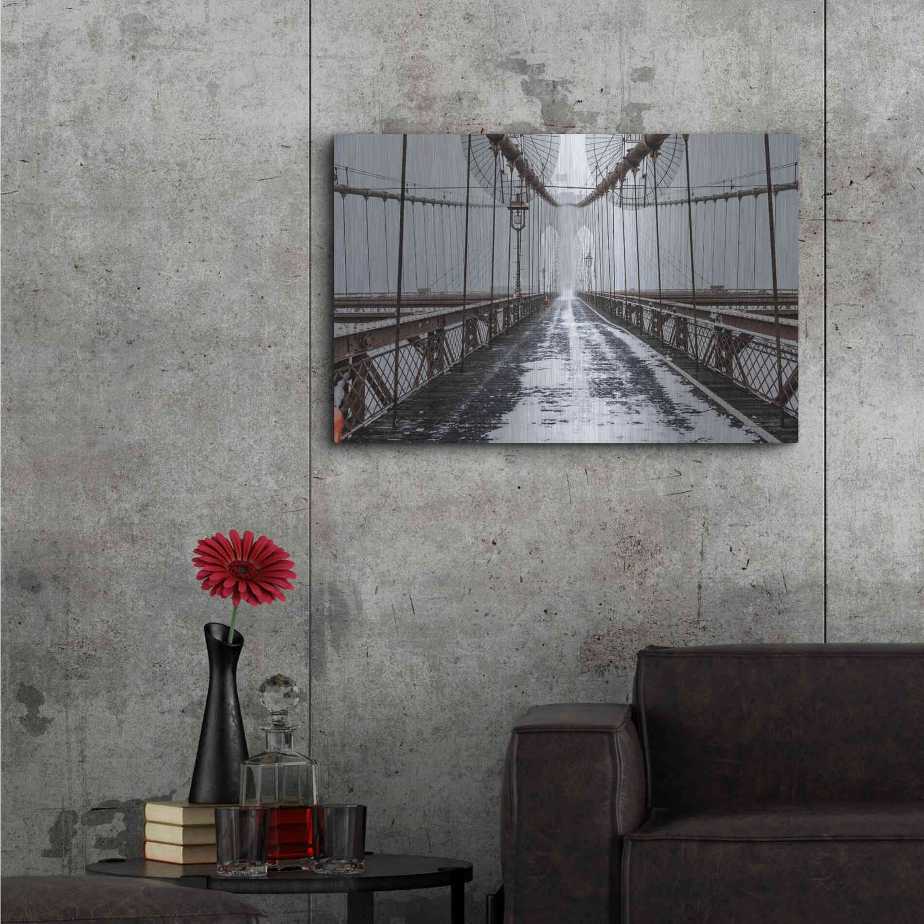 Luxe Metal Art 'The Brooklyn Bridge' by Bruce Getty, Metal Wall Art,36x24