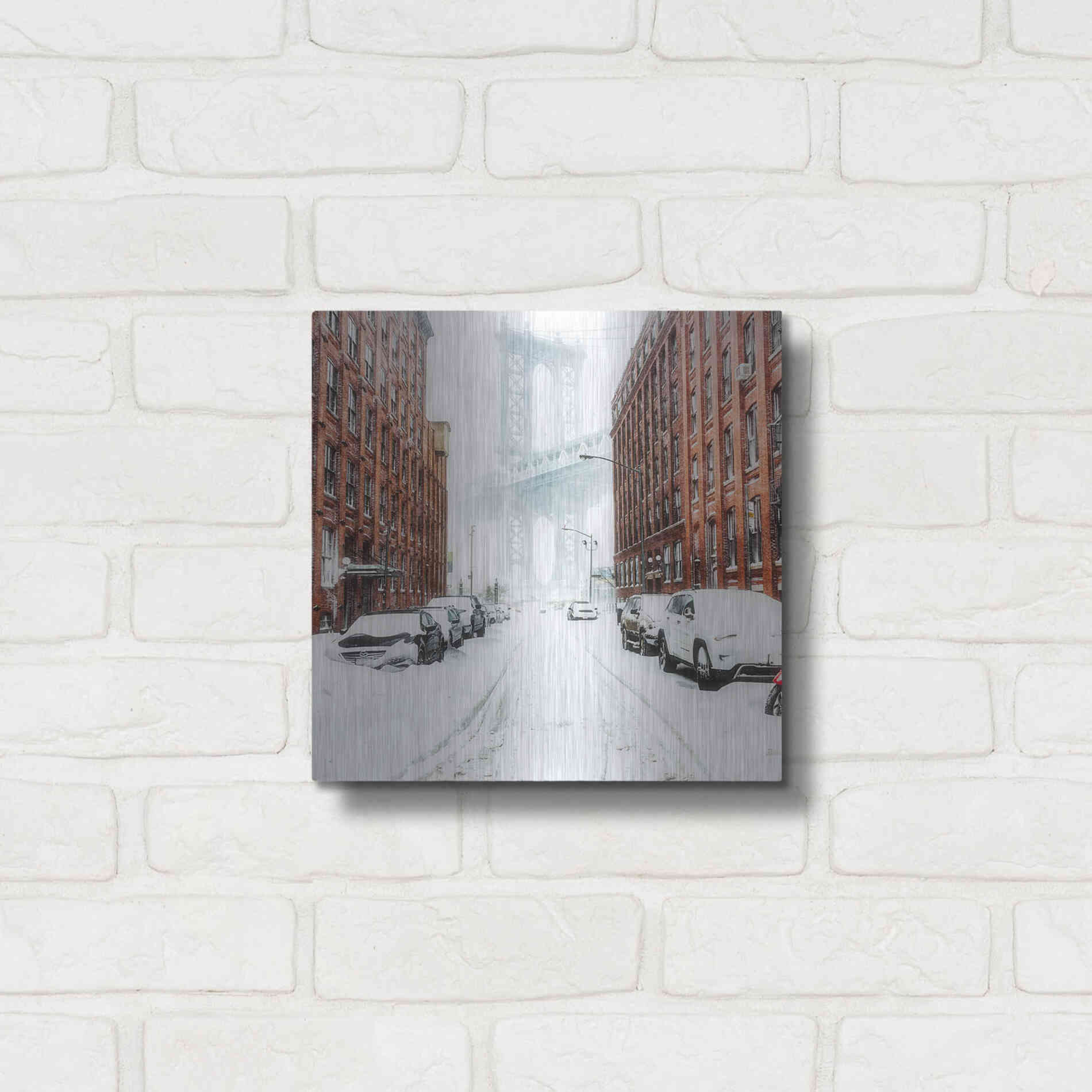 Luxe Metal Art 'The New York Blizzard 2' by Bruce Getty, Metal Wall Art,12x12