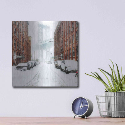 Luxe Metal Art 'The New York Blizzard 2' by Bruce Getty, Metal Wall Art,12x12