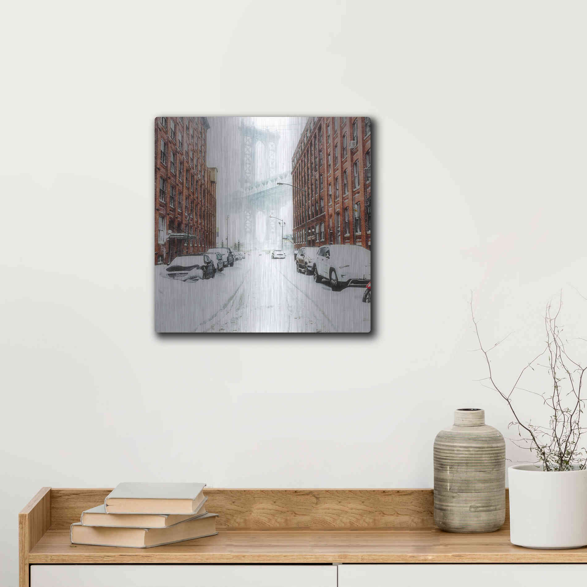 Luxe Metal Art 'The New York Blizzard 2' by Bruce Getty, Metal Wall Art,12x12