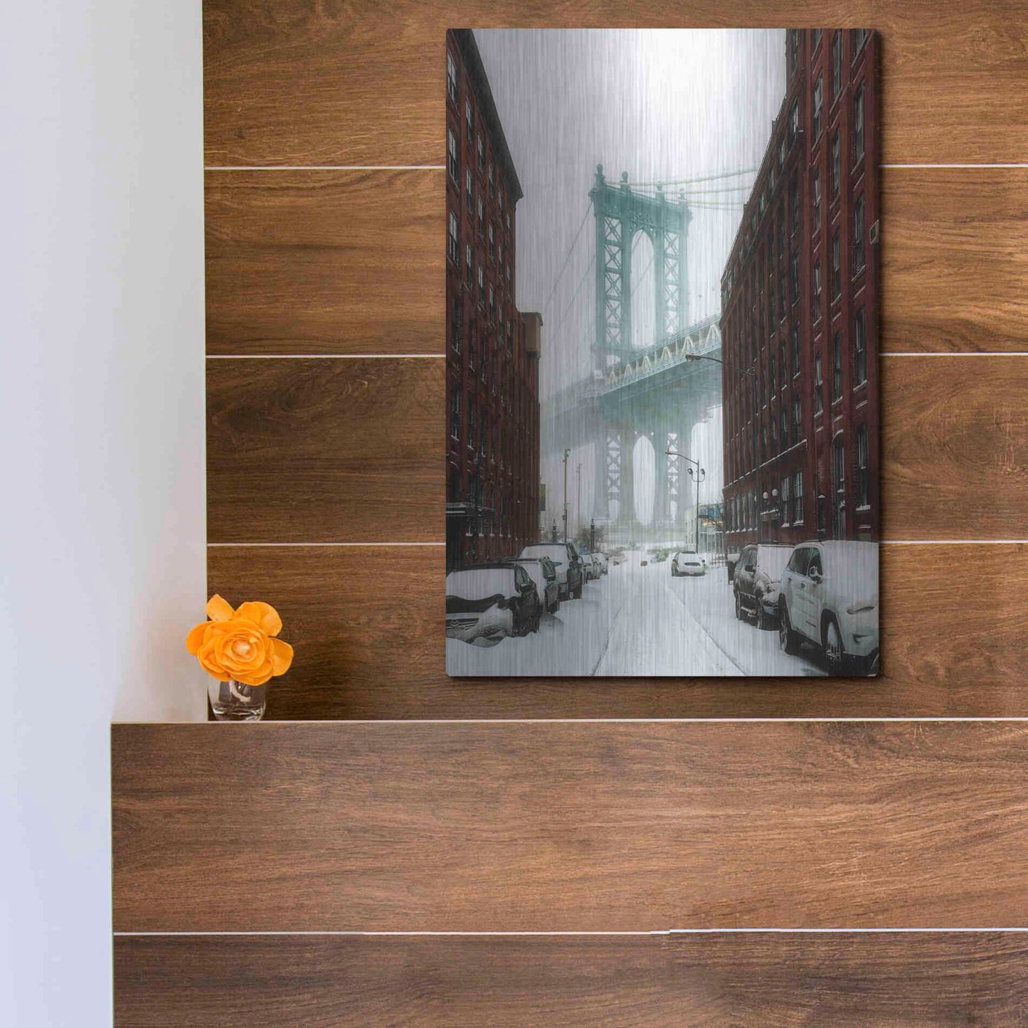 Luxe Metal Art 'The New York Blizzard' by Bruce Getty, Metal Wall Art,12x16