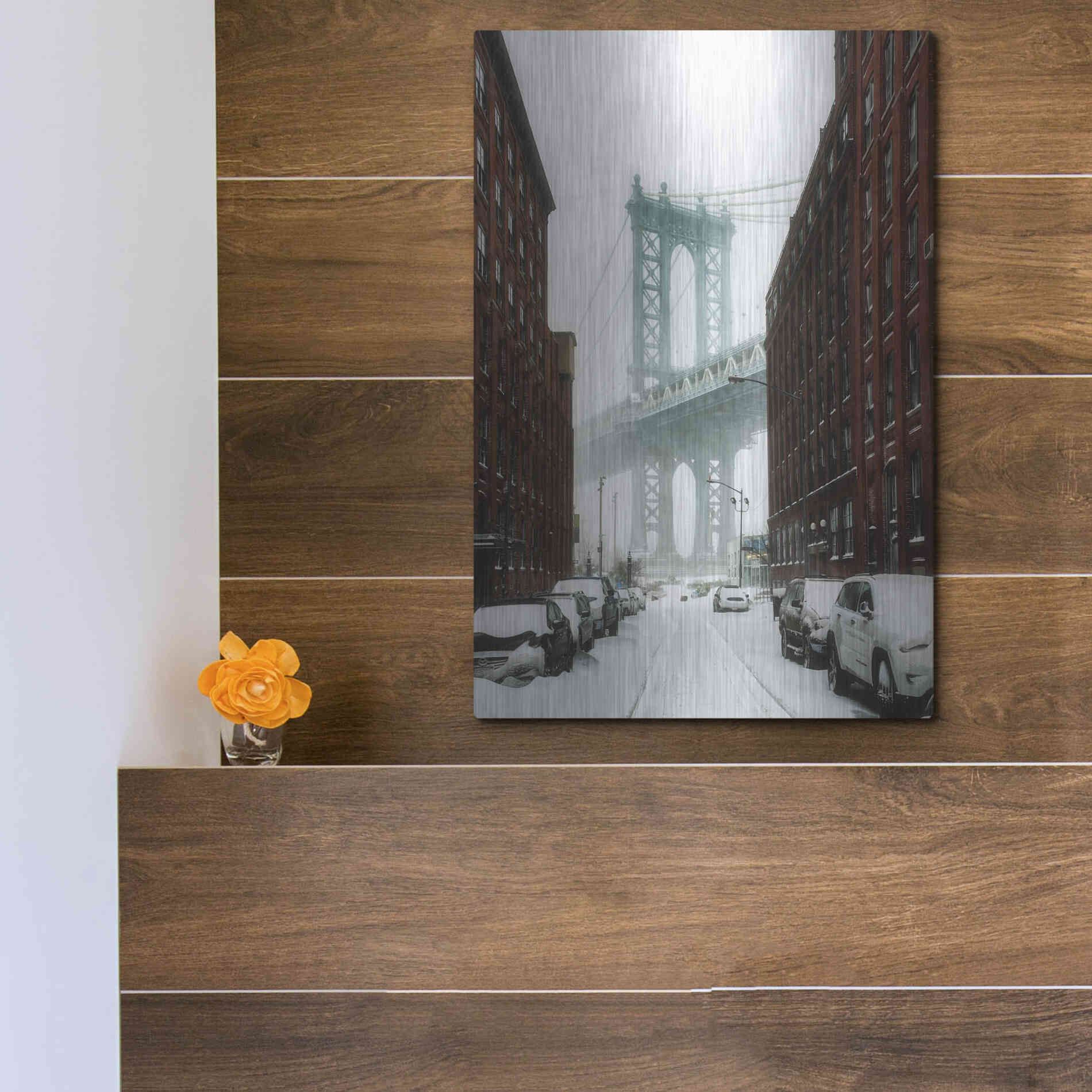 Luxe Metal Art 'The New York Blizzard' by Bruce Getty, Metal Wall Art,12x16