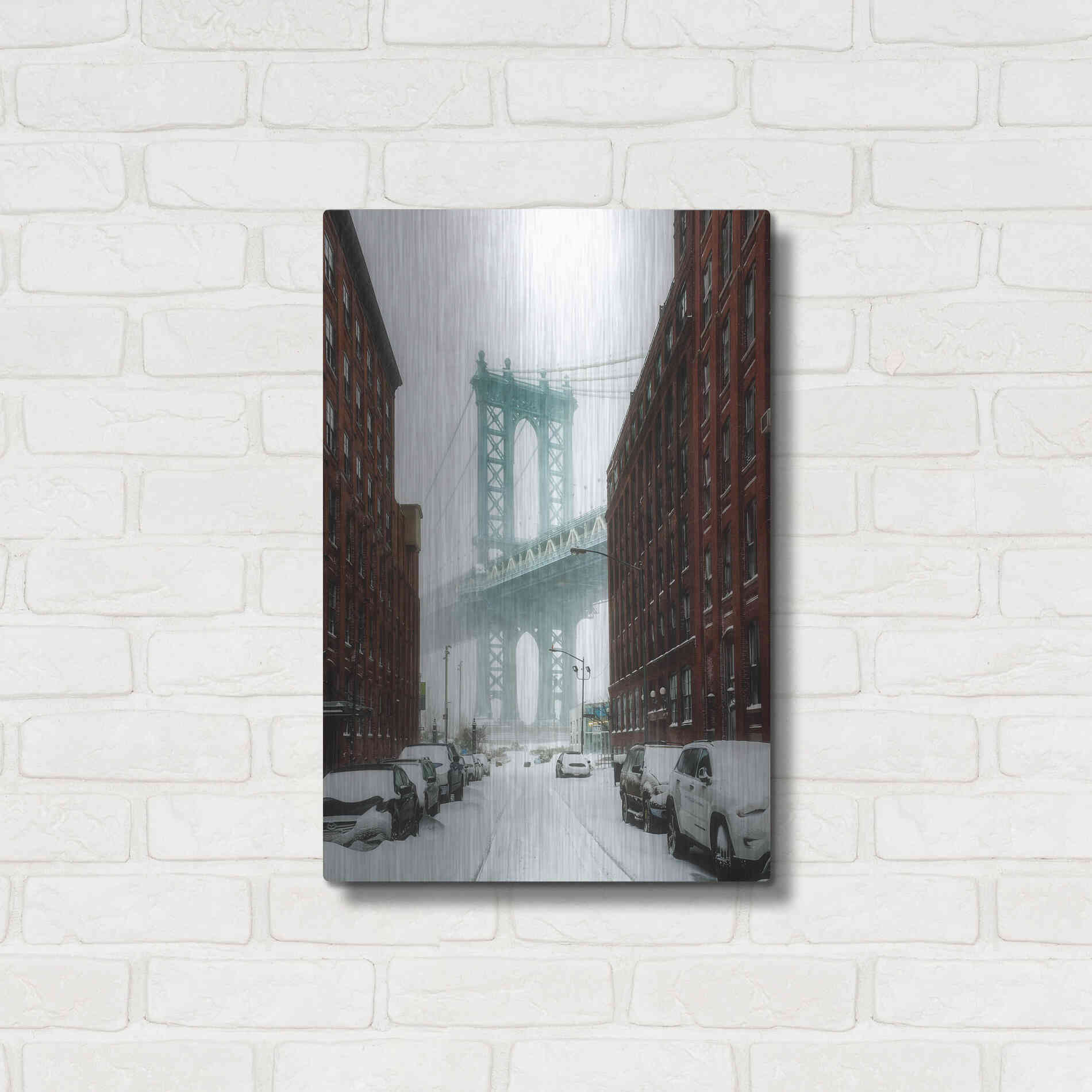 Luxe Metal Art 'The New York Blizzard' by Bruce Getty, Metal Wall Art,16x24