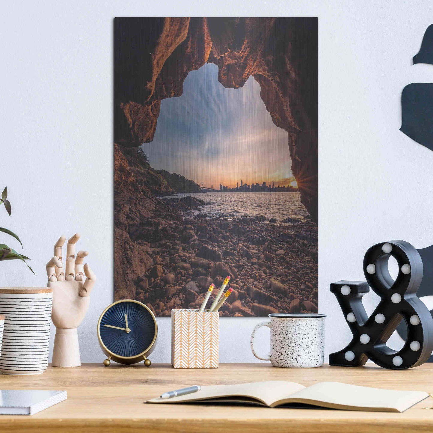 Luxe Metal Art 'Treasure Island Cave' by Bruce Getty, Metal Wall Art,12x16