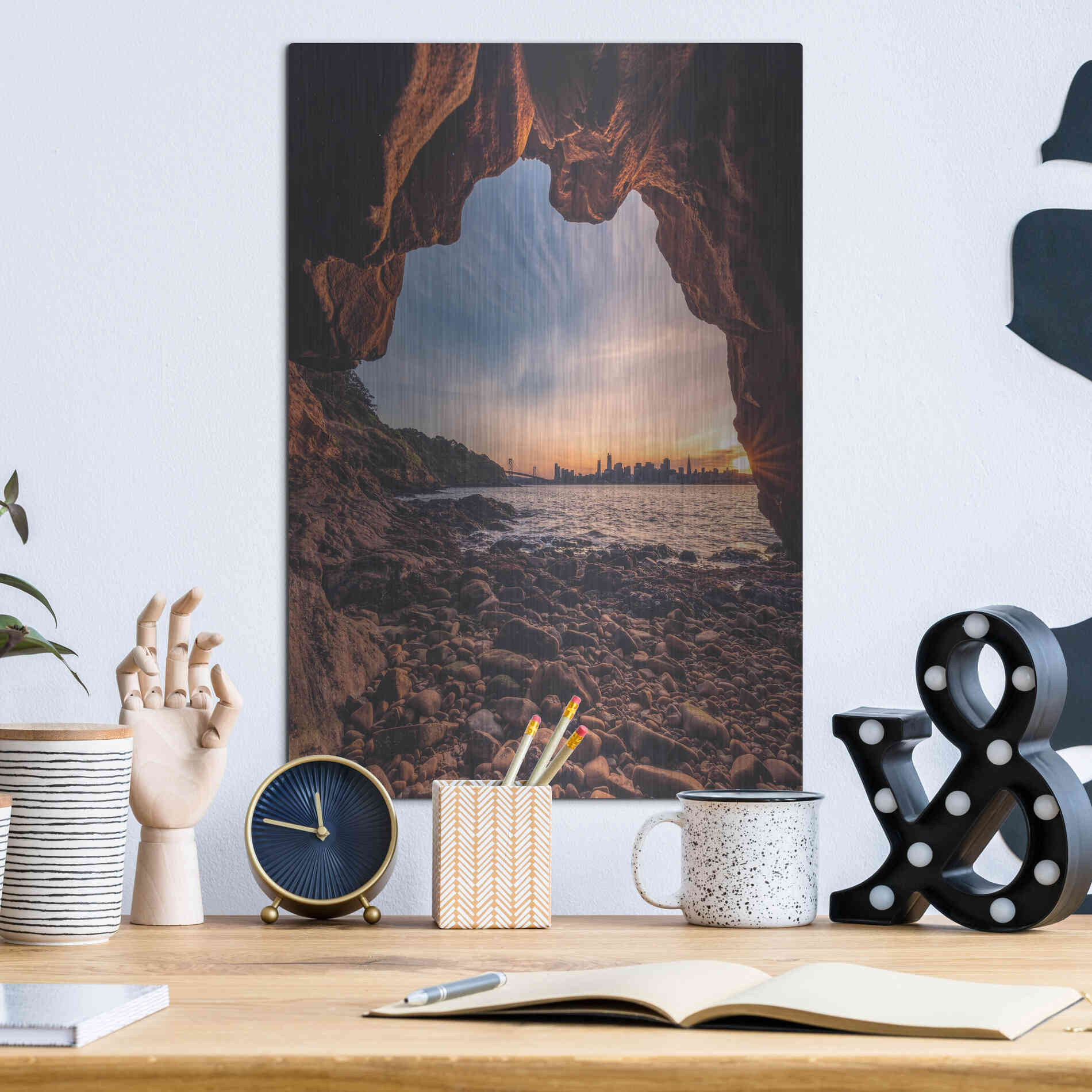 Luxe Metal Art 'Treasure Island Cave' by Bruce Getty, Metal Wall Art,12x16