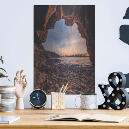 Luxe Metal Art 'Treasure Island Cave' by Bruce Getty, Metal Wall Art,12x16