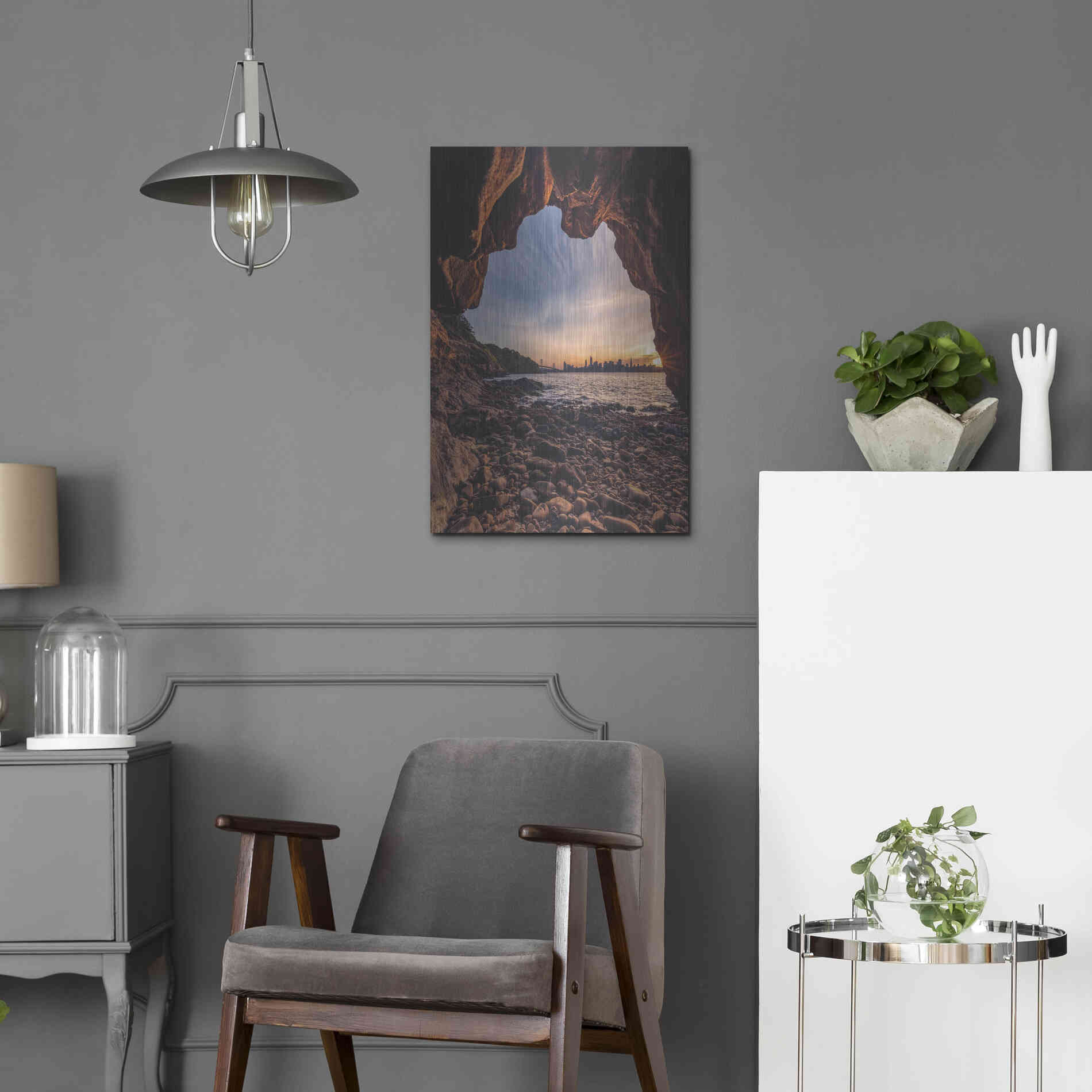Luxe Metal Art 'Treasure Island Cave' by Bruce Getty, Metal Wall Art,16x24