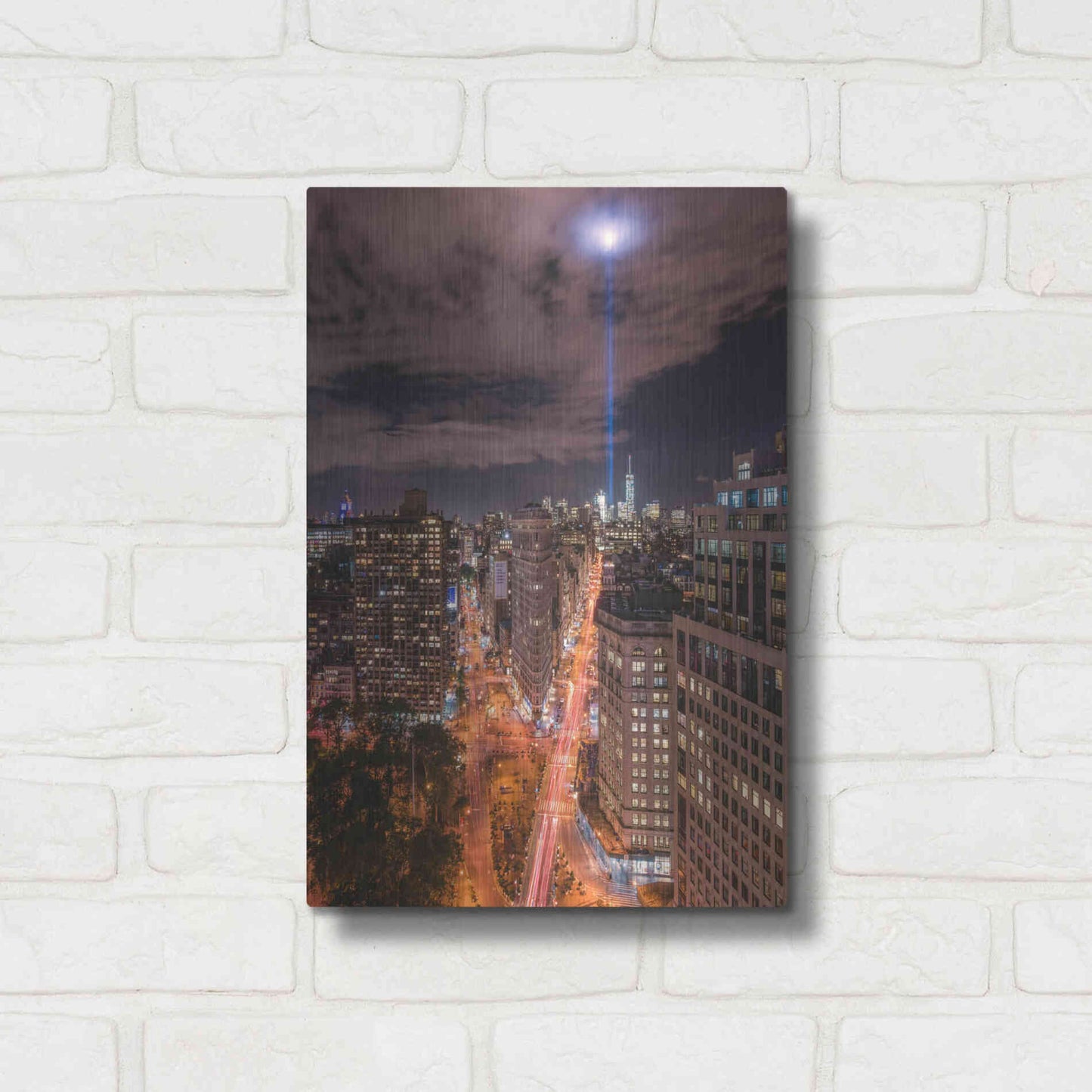 Luxe Metal Art 'Tribute Lights Flatiron District' by Bruce Getty, Metal Wall Art,12x16