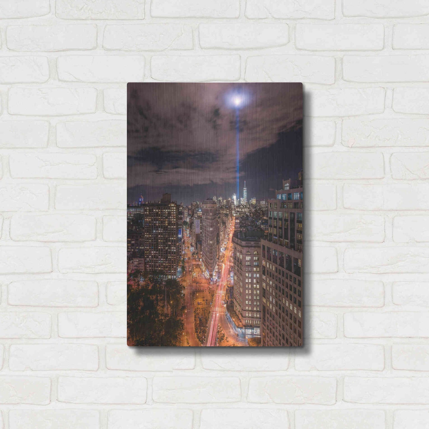 Luxe Metal Art 'Tribute Lights Flatiron District' by Bruce Getty, Metal Wall Art,16x24
