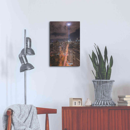 Luxe Metal Art 'Tribute Lights Flatiron District' by Bruce Getty, Metal Wall Art,16x24