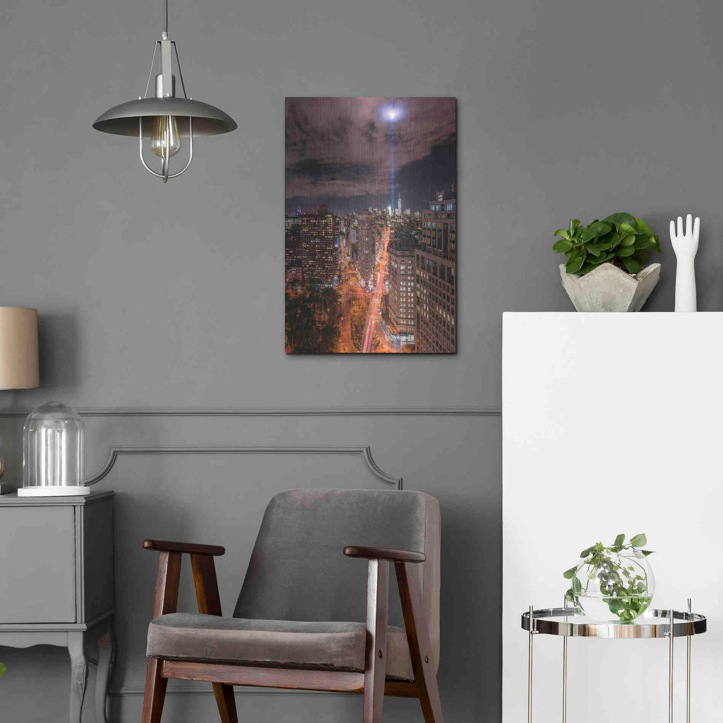 Luxe Metal Art 'Tribute Lights Flatiron District' by Bruce Getty, Metal Wall Art,16x24