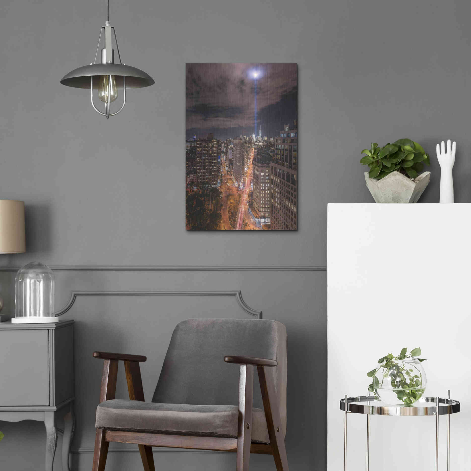 Luxe Metal Art 'Tribute Lights Flatiron District' by Bruce Getty, Metal Wall Art,16x24