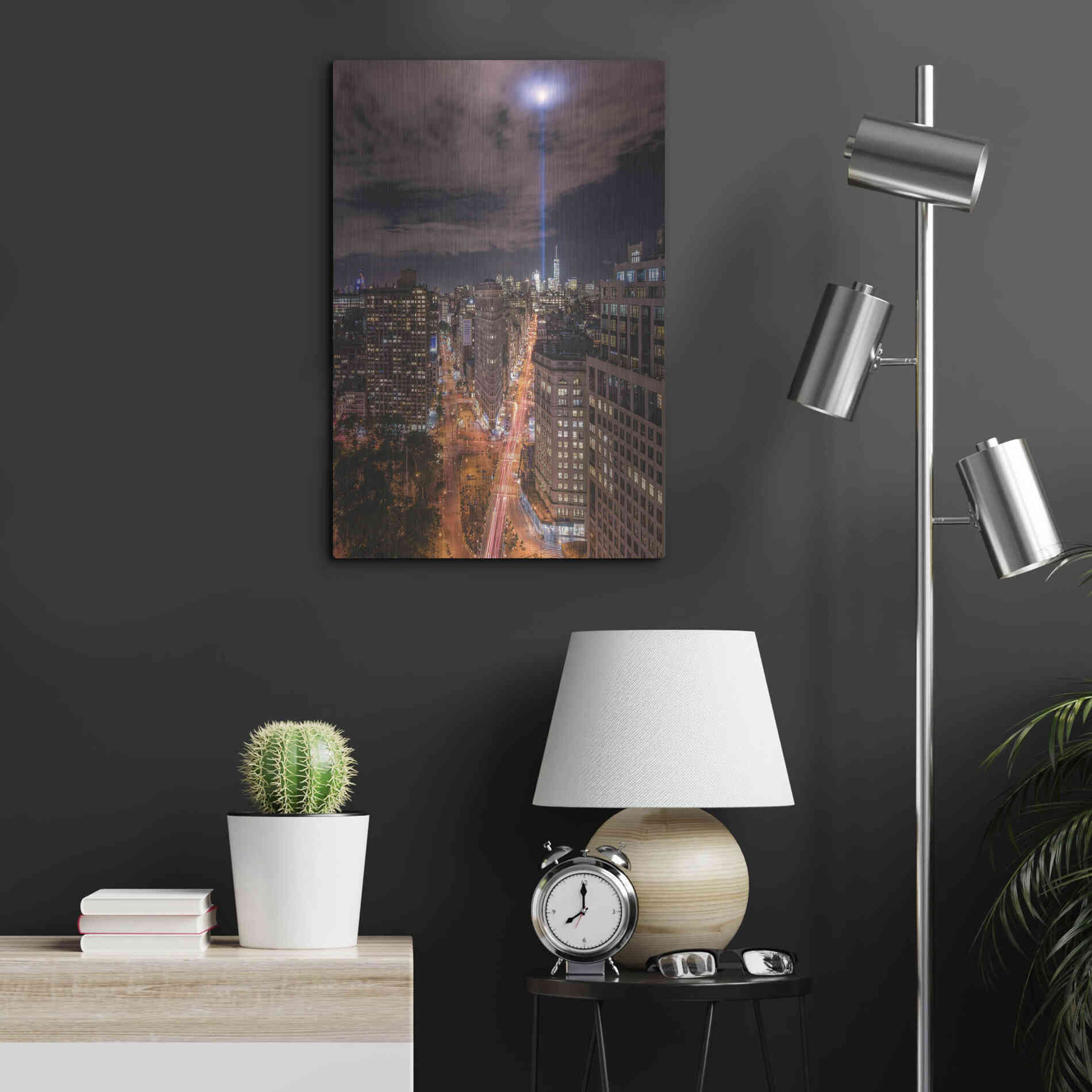 Luxe Metal Art 'Tribute Lights Flatiron District' by Bruce Getty, Metal Wall Art,16x24
