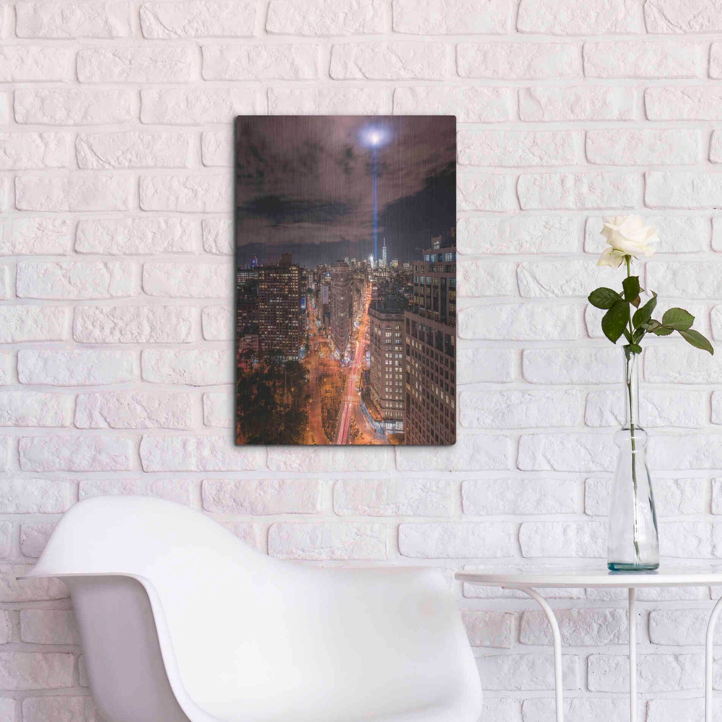 Luxe Metal Art 'Tribute Lights Flatiron District' by Bruce Getty, Metal Wall Art,16x24