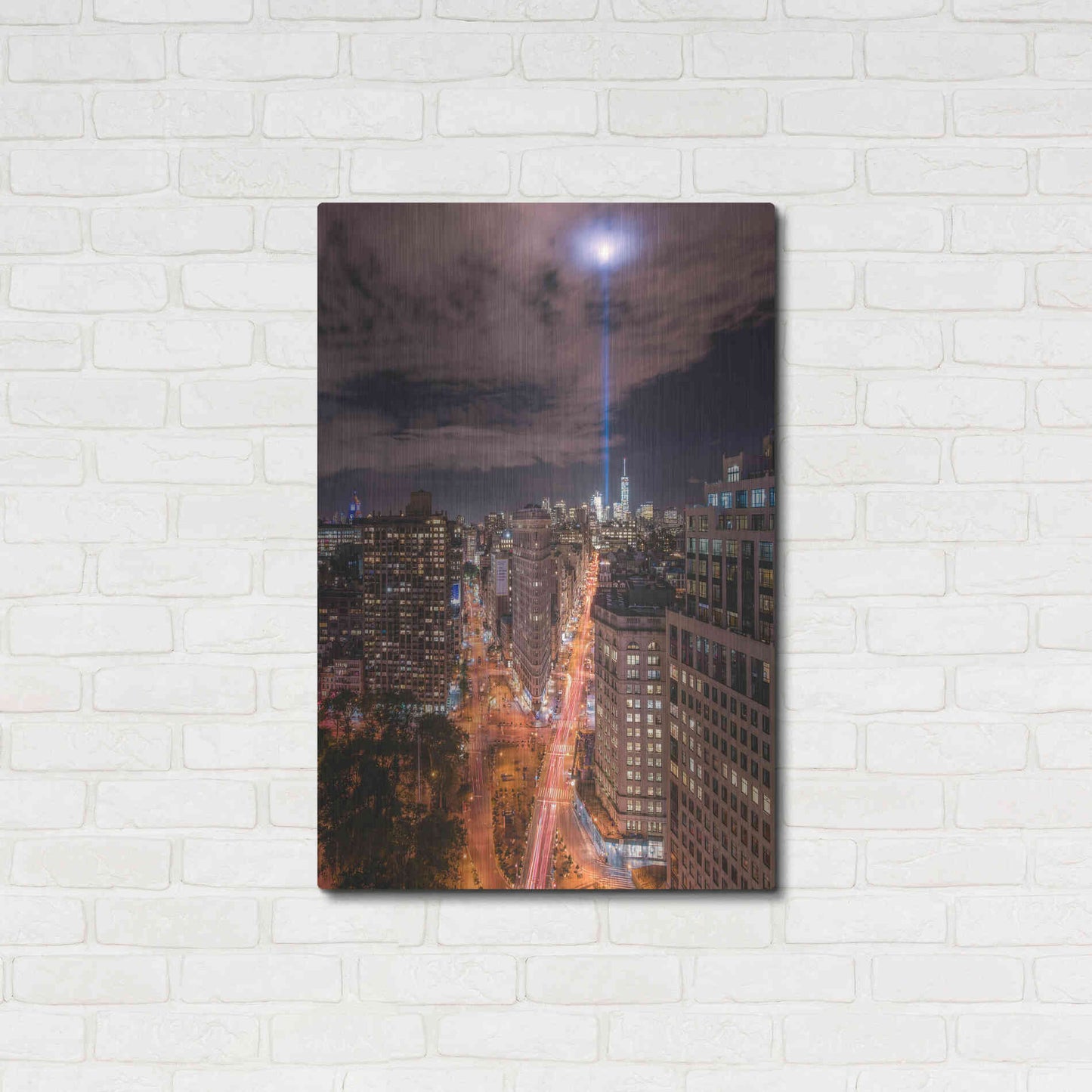 Luxe Metal Art 'Tribute Lights Flatiron District' by Bruce Getty, Metal Wall Art,24x36