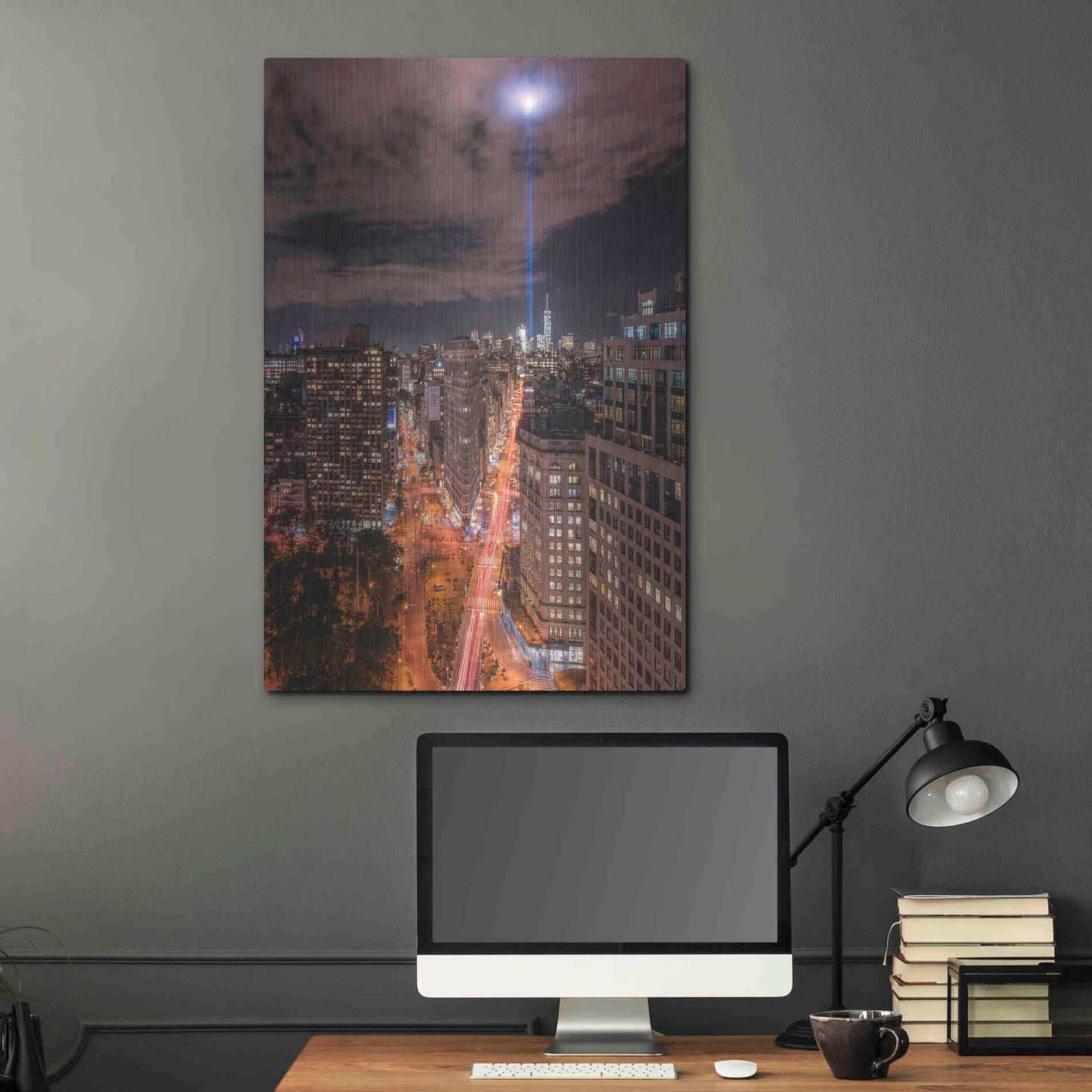 Luxe Metal Art 'Tribute Lights Flatiron District' by Bruce Getty, Metal Wall Art,24x36