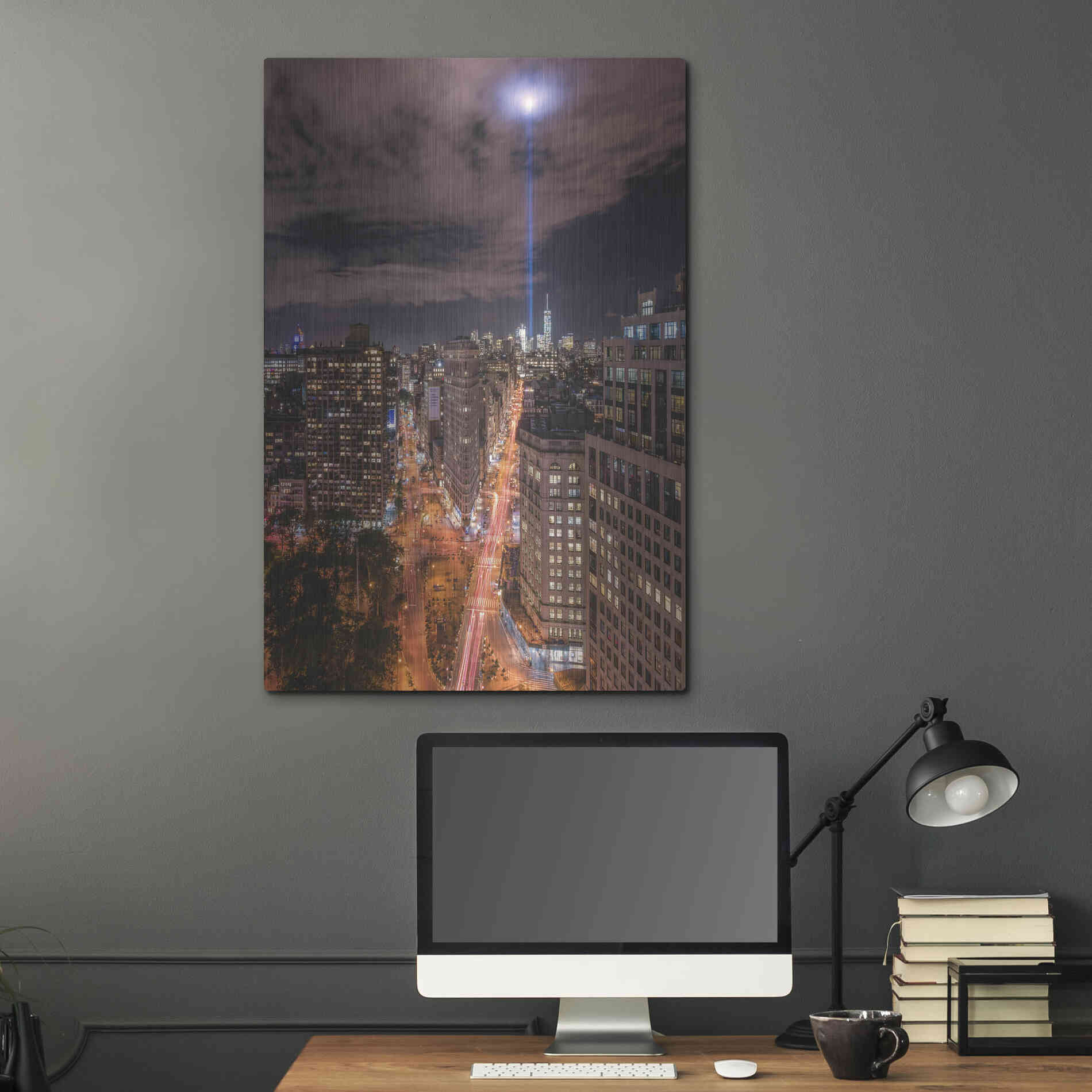 Luxe Metal Art 'Tribute Lights Flatiron District' by Bruce Getty, Metal Wall Art,24x36