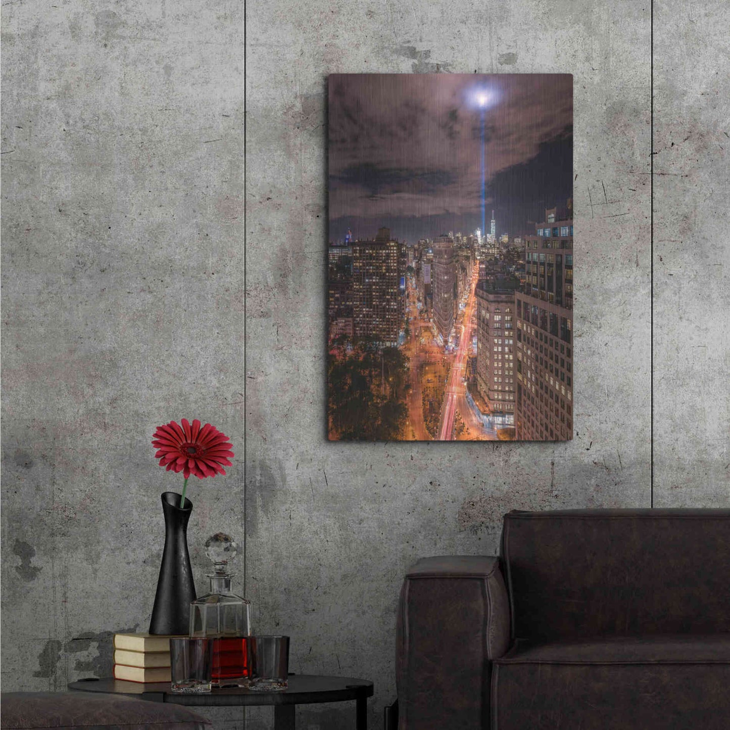 Luxe Metal Art 'Tribute Lights Flatiron District' by Bruce Getty, Metal Wall Art,24x36