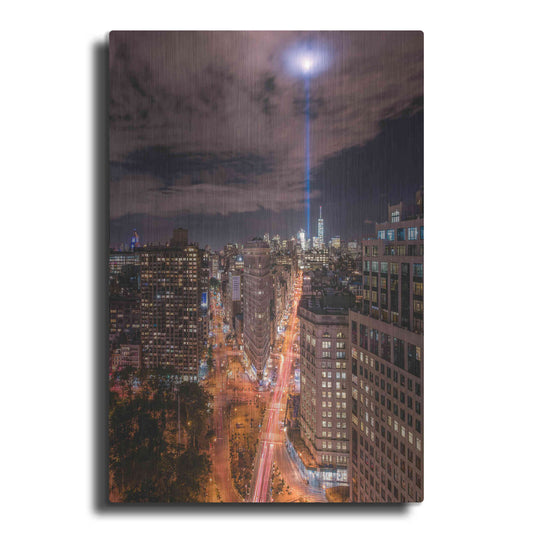 Luxe Metal Art 'Tribute Lights Flatiron District' by Bruce Getty, Metal Wall Art