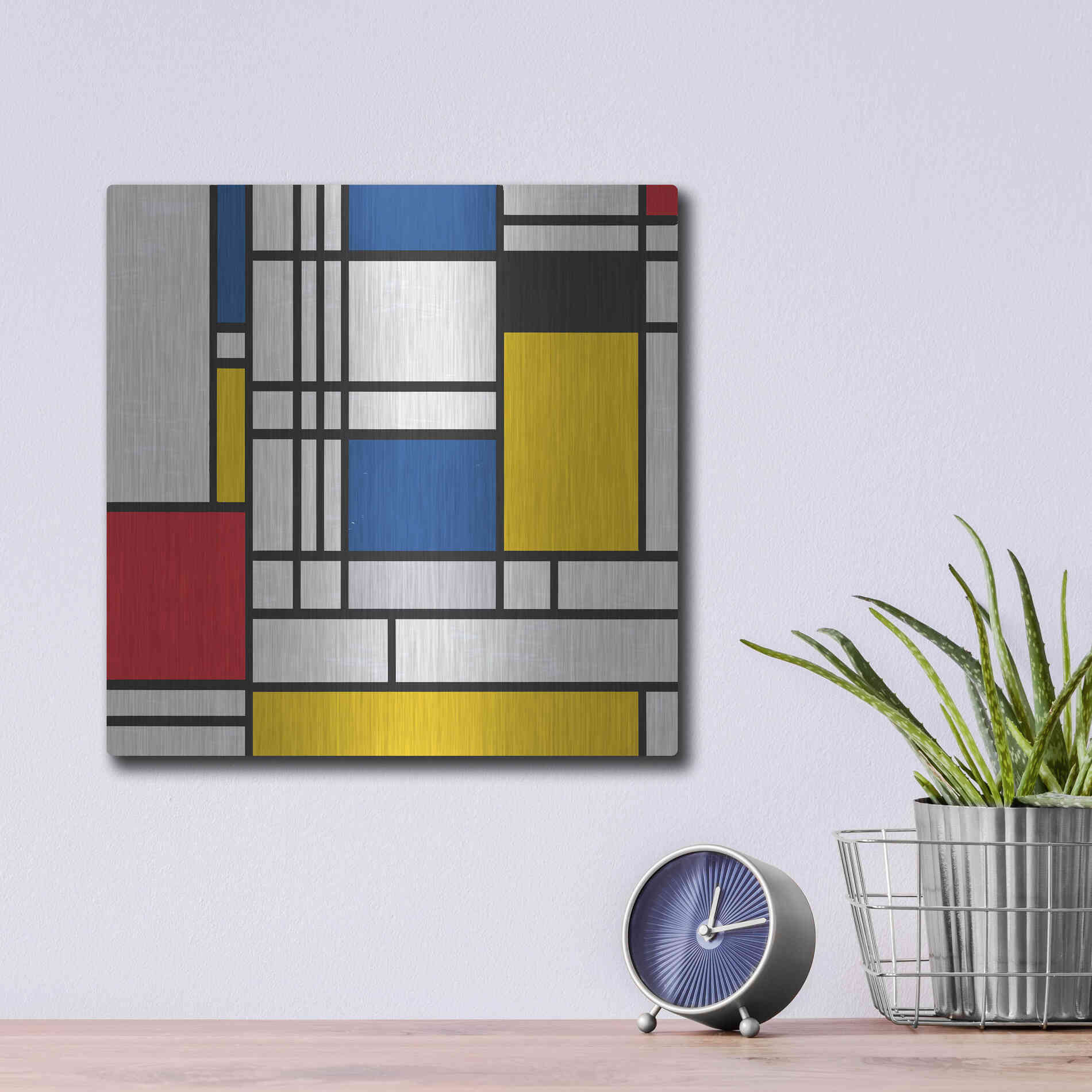 Luxe Metal Art 'Mondrian NFT2' by Luxe Portfolio, Metal Wall Art,12x12