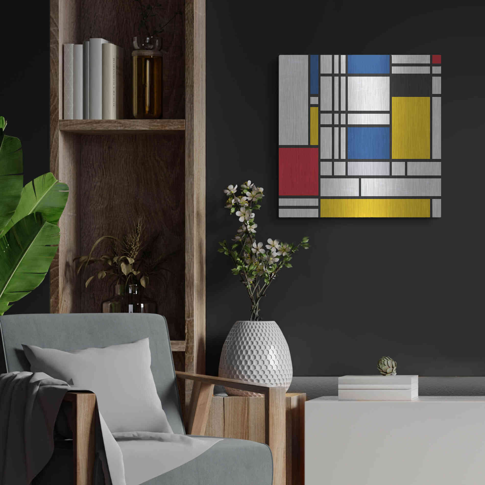 Luxe Metal Art 'Mondrian NFT2' by Luxe Portfolio, Metal Wall Art,24x24