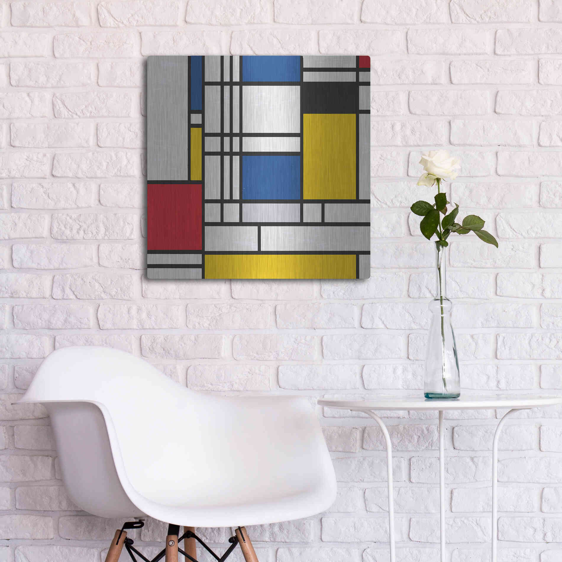 Luxe Metal Art 'Mondrian NFT2' by Luxe Portfolio, Metal Wall Art,24x24