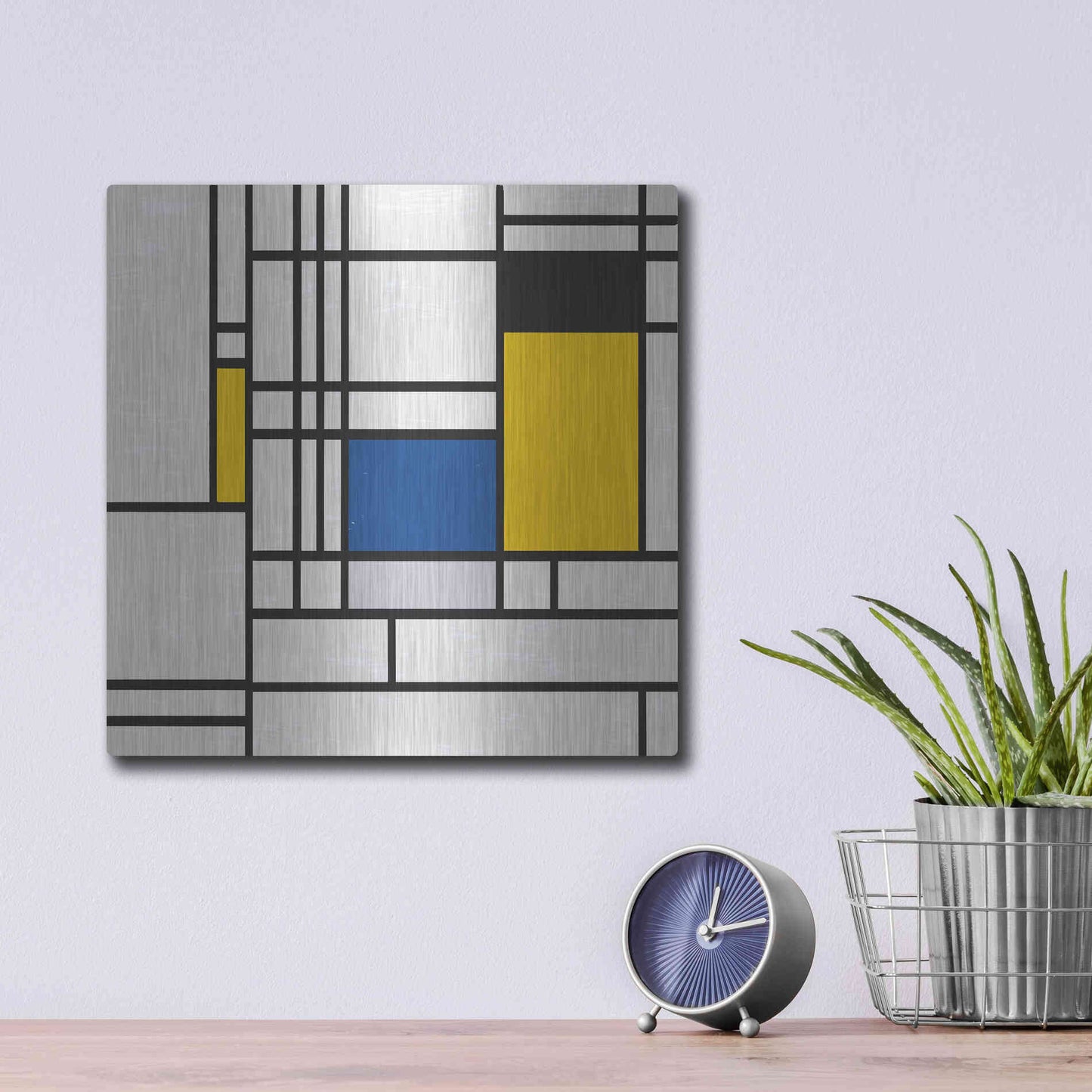 Luxe Metal Art 'Mondrian NFT3' by Luxe Portfolio, Metal Wall Art,12x12