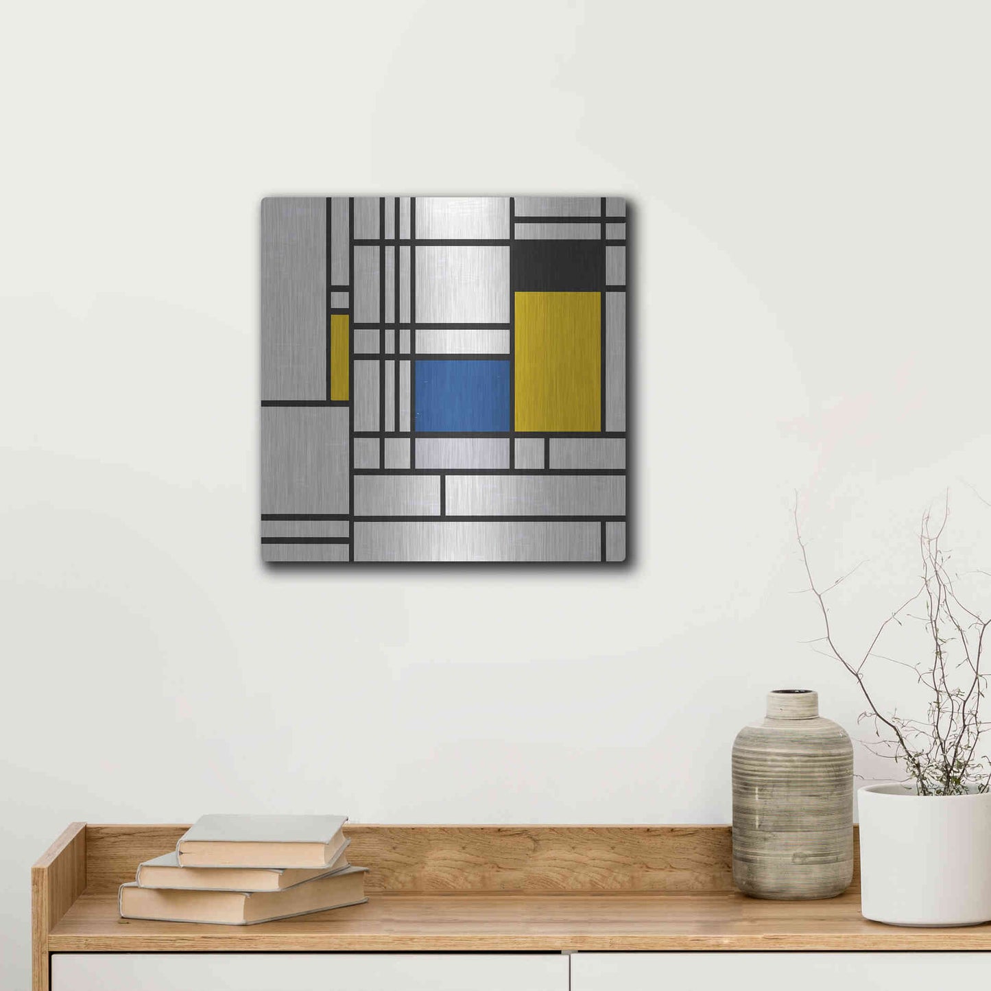 Luxe Metal Art 'Mondrian NFT3' by Luxe Portfolio, Metal Wall Art,12x12