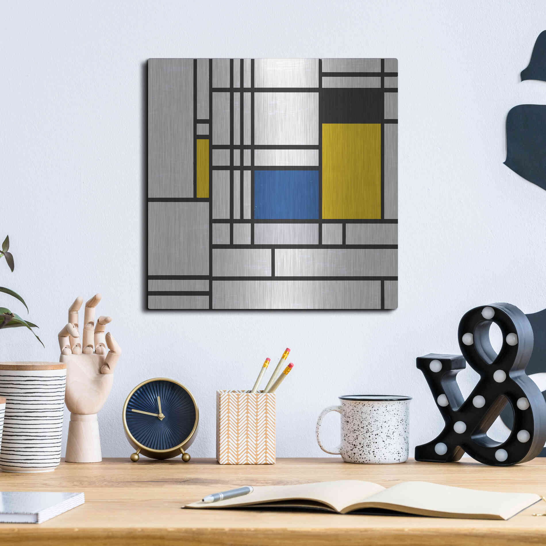 Luxe Metal Art 'Mondrian NFT3' by Luxe Portfolio, Metal Wall Art,12x12