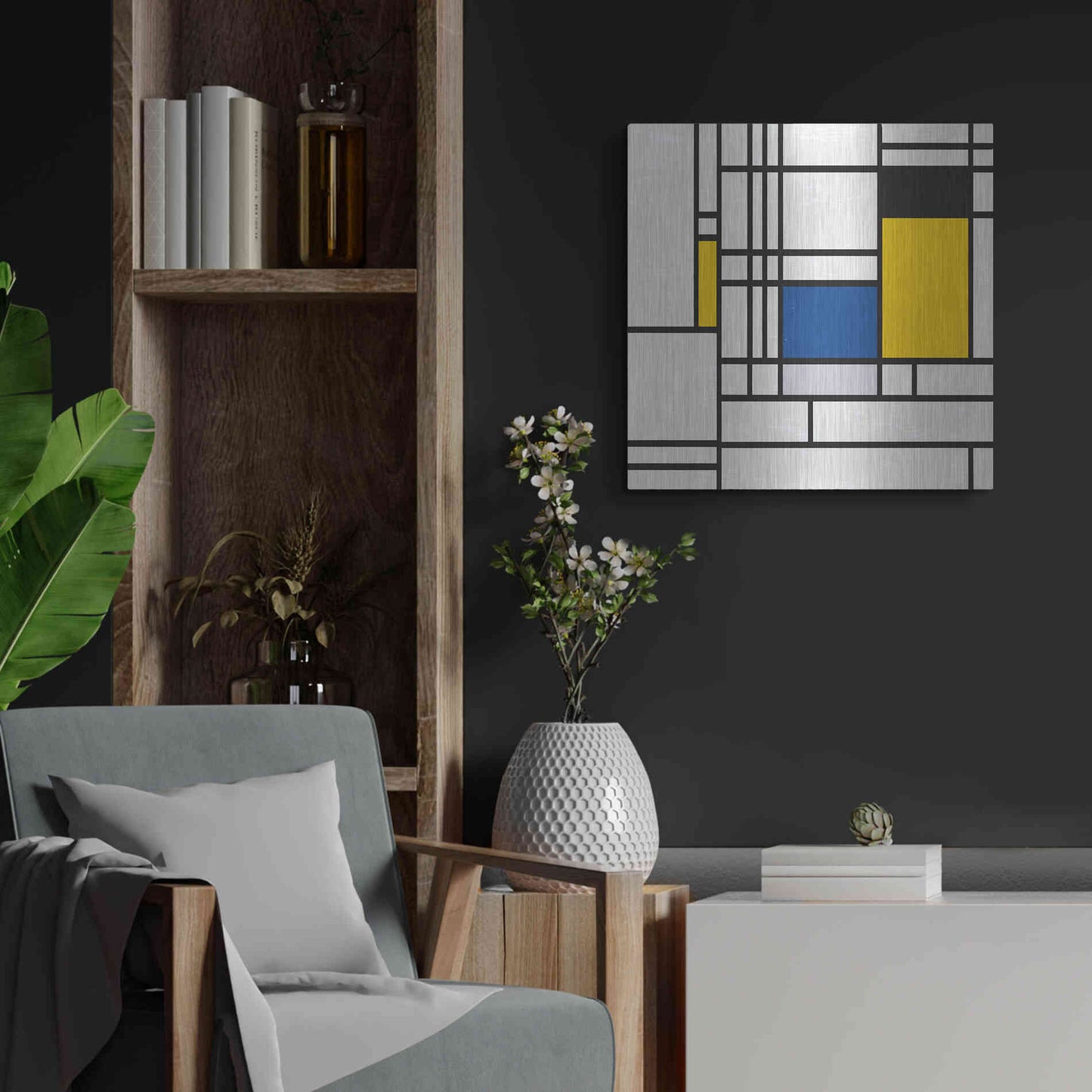 Luxe Metal Art 'Mondrian NFT3' by Luxe Portfolio, Metal Wall Art,24x24