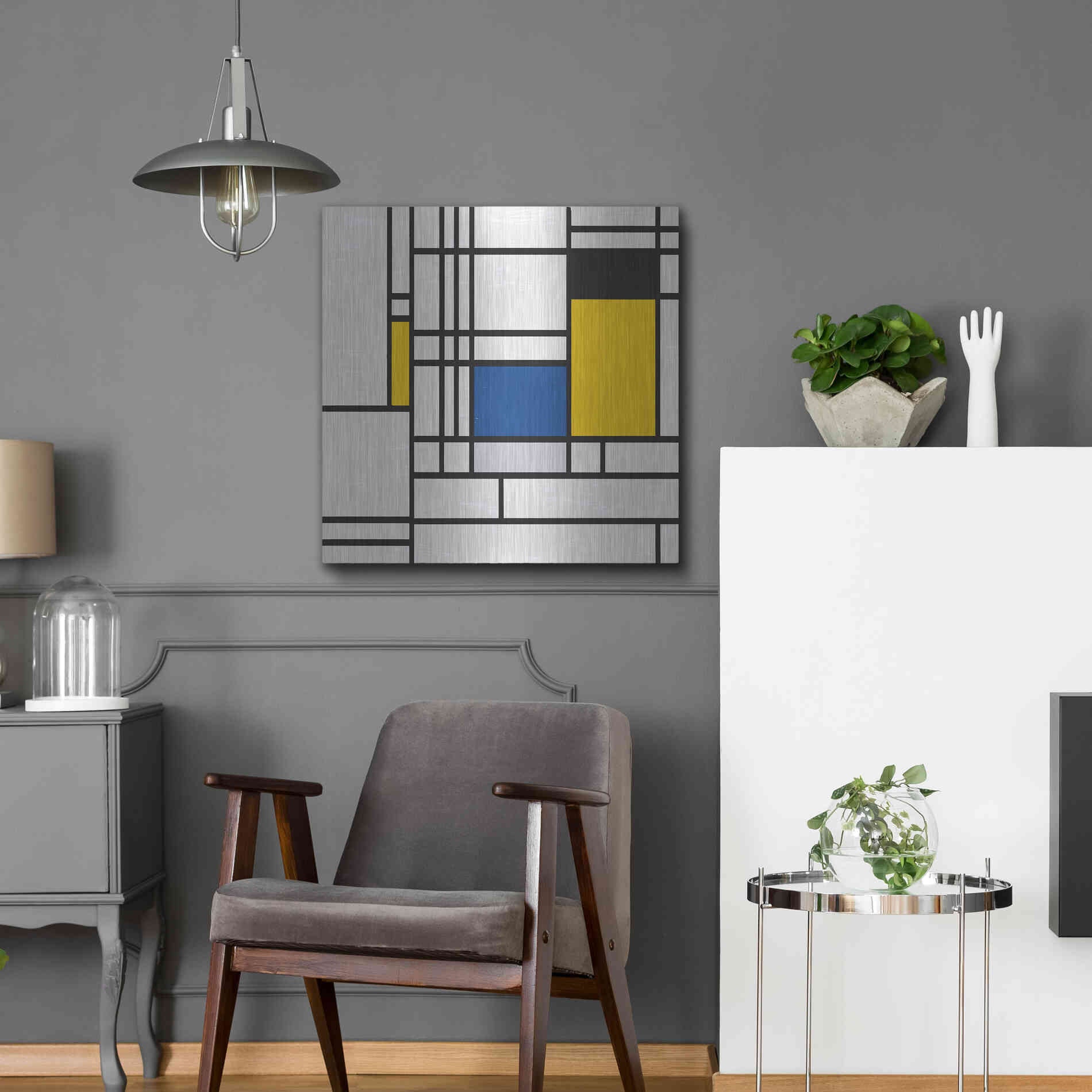 Luxe Metal Art 'Mondrian NFT3' by Luxe Portfolio, Metal Wall Art,24x24