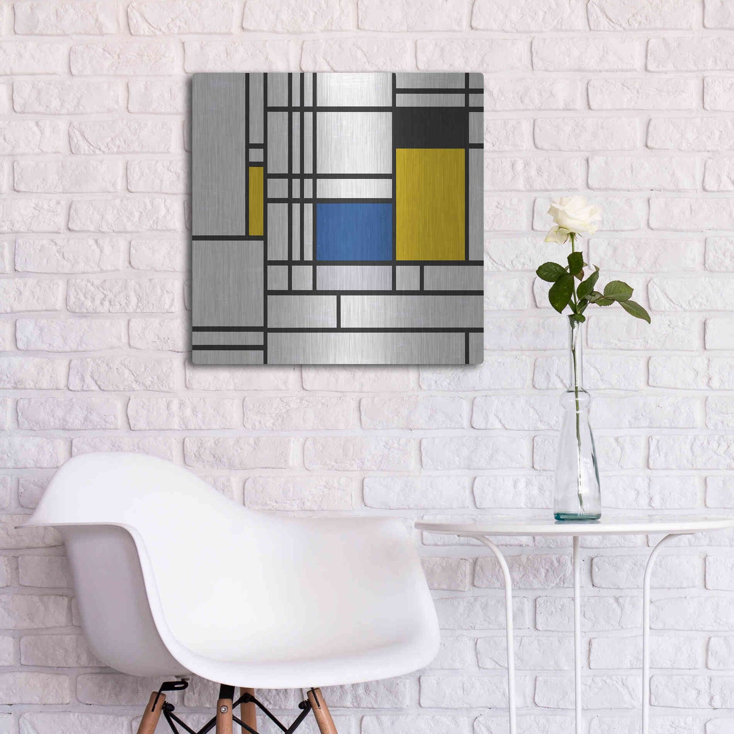 Luxe Metal Art 'Mondrian NFT3' by Luxe Portfolio, Metal Wall Art,24x24