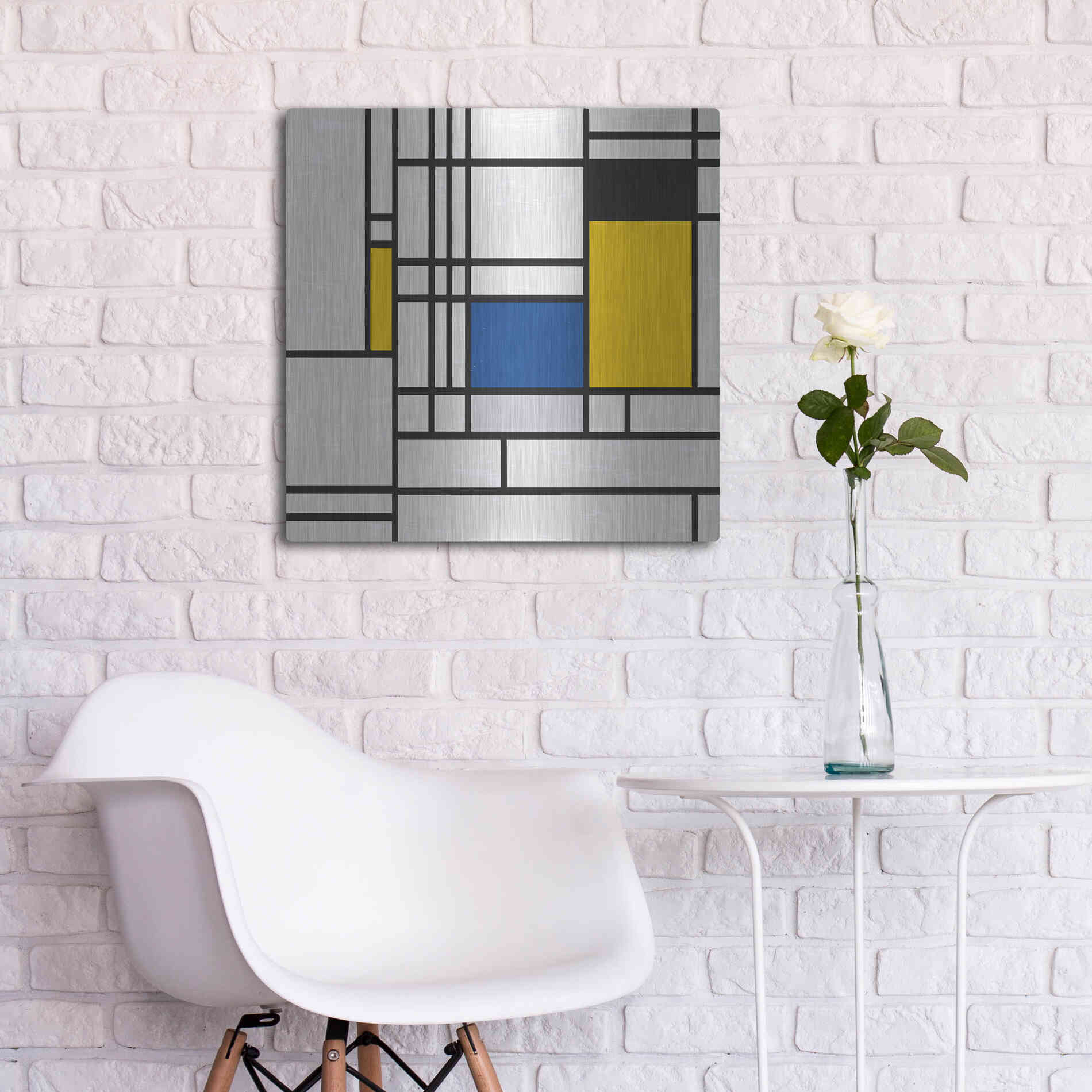 Luxe Metal Art 'Mondrian NFT3' by Luxe Portfolio, Metal Wall Art,24x24
