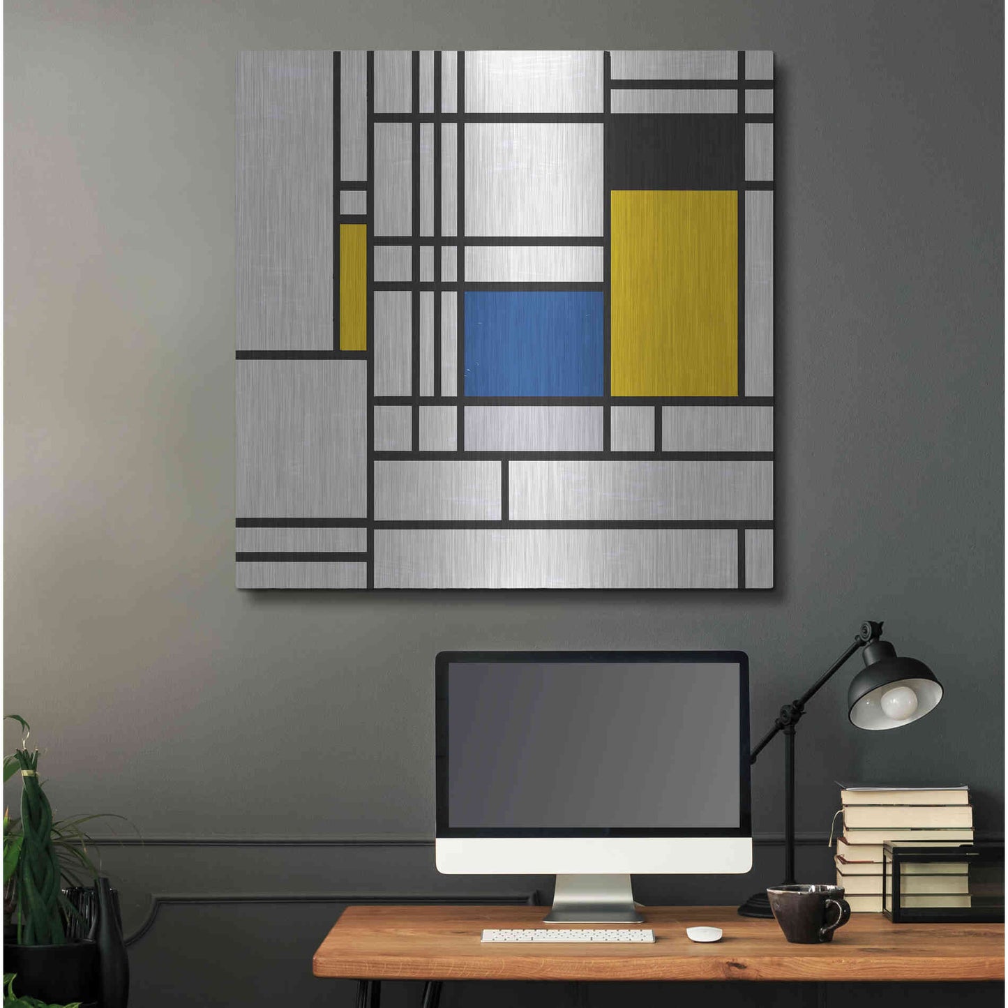 Luxe Metal Art 'Mondrian NFT3' by Luxe Portfolio, Metal Wall Art,36x36
