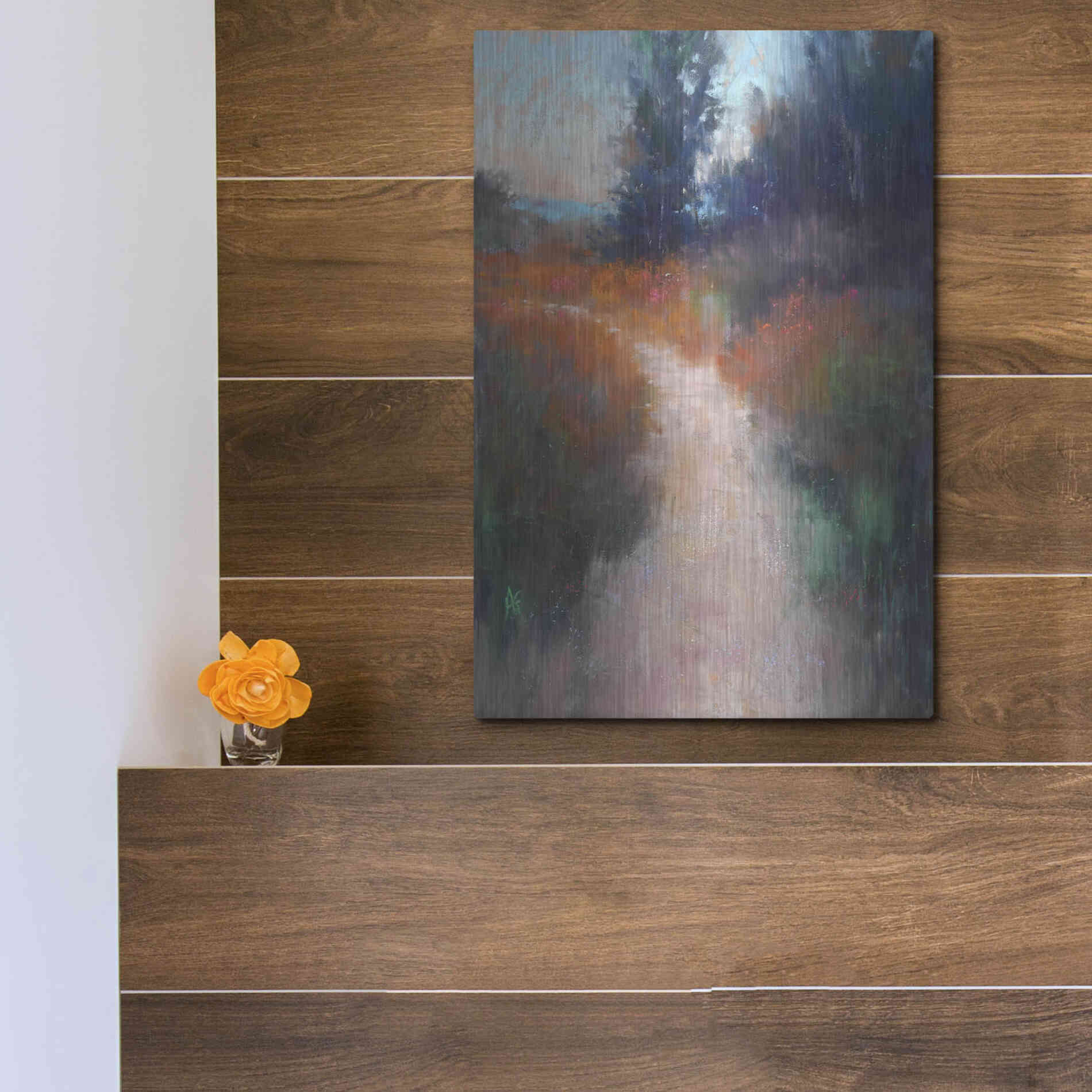 Luxe Metal Art 'Behind the Trees' by Alejandra Goss, Metal Wall Art,12x16