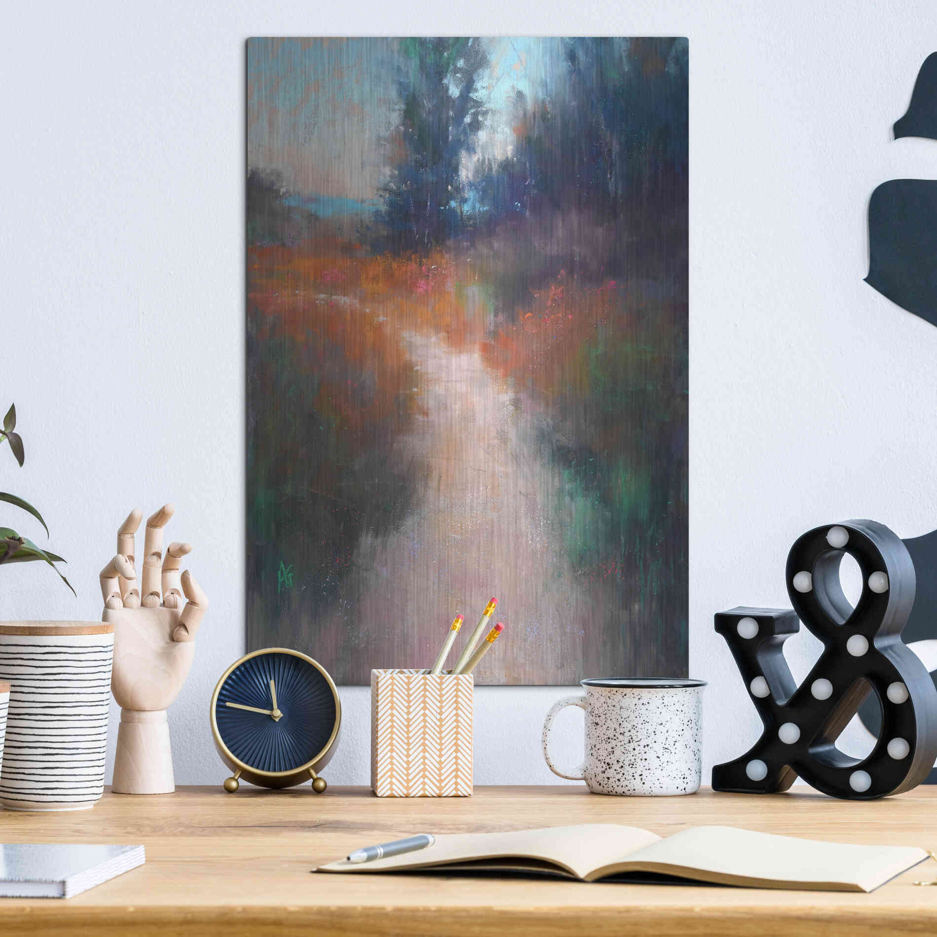 Luxe Metal Art 'Behind the Trees' by Alejandra Goss, Metal Wall Art,12x16