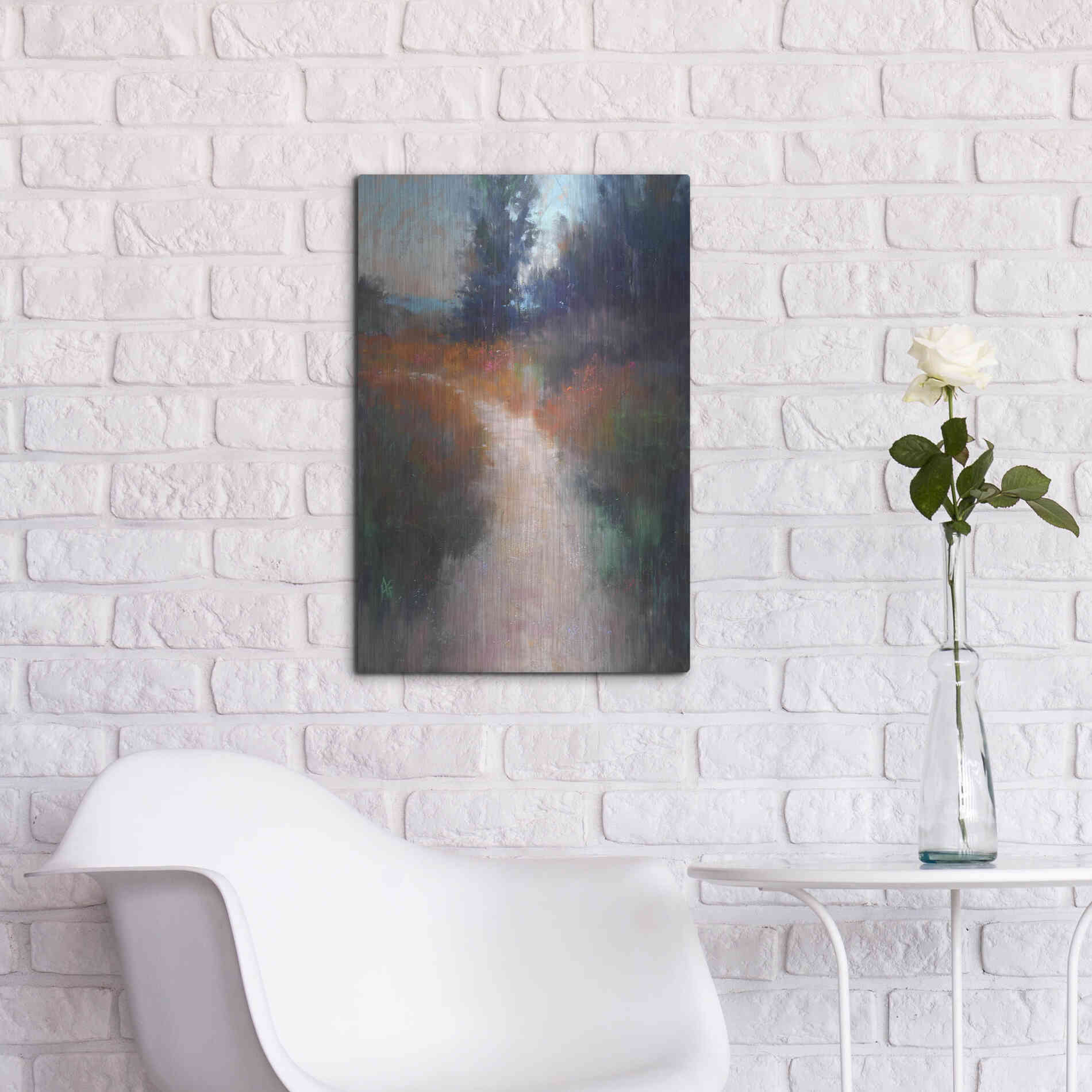 Luxe Metal Art 'Behind the Trees' by Alejandra Goss, Metal Wall Art,16x24