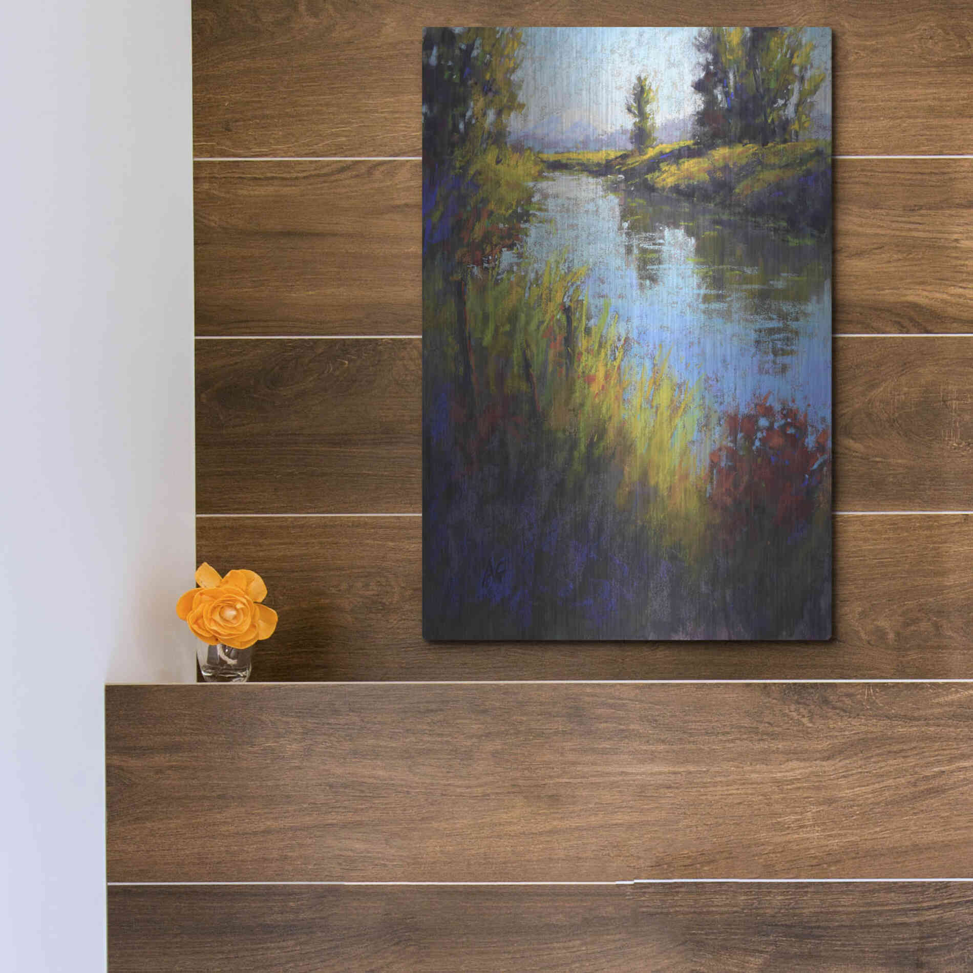 Luxe Metal Art 'Looking Down the Slough' by Alejandra Goss, Metal Wall Art,12x16