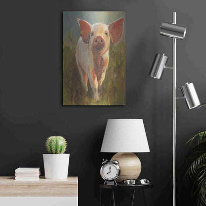 Luxe Metal Art 'Morning Pig' by Cari J Humphry, Metal Wall Art,16x24