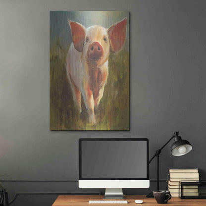 Luxe Metal Art 'Morning Pig' by Cari J Humphry, Metal Wall Art,24x36