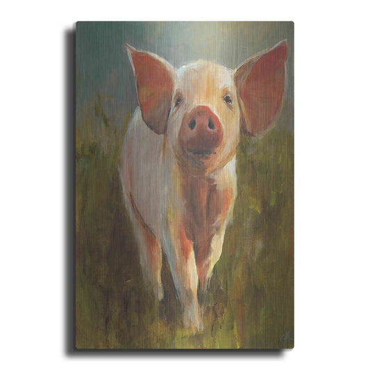 Luxe Metal Art 'Morning Pig' by Cari J Humphry, Metal Wall Art