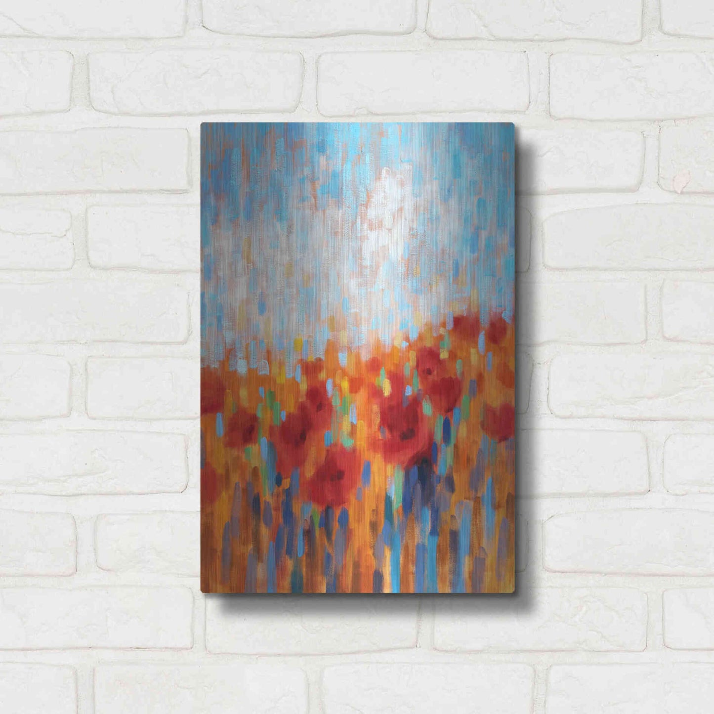 Luxe Metal Art 'Poppy Walk' by Claire Hardy, Metal Wall Art,12x16