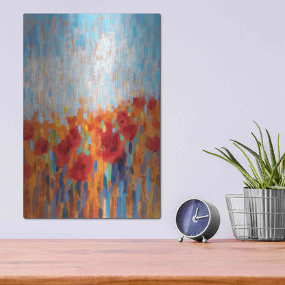 Luxe Metal Art 'Poppy Walk' by Claire Hardy, Metal Wall Art,12x16