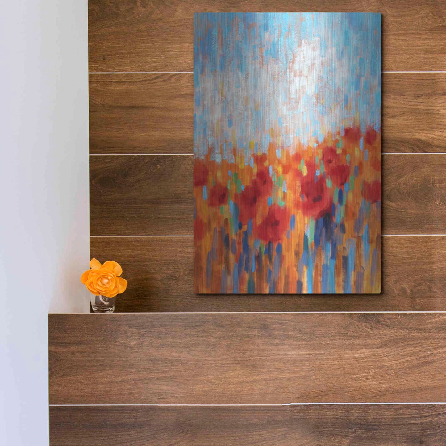 Luxe Metal Art 'Poppy Walk' by Claire Hardy, Metal Wall Art,12x16