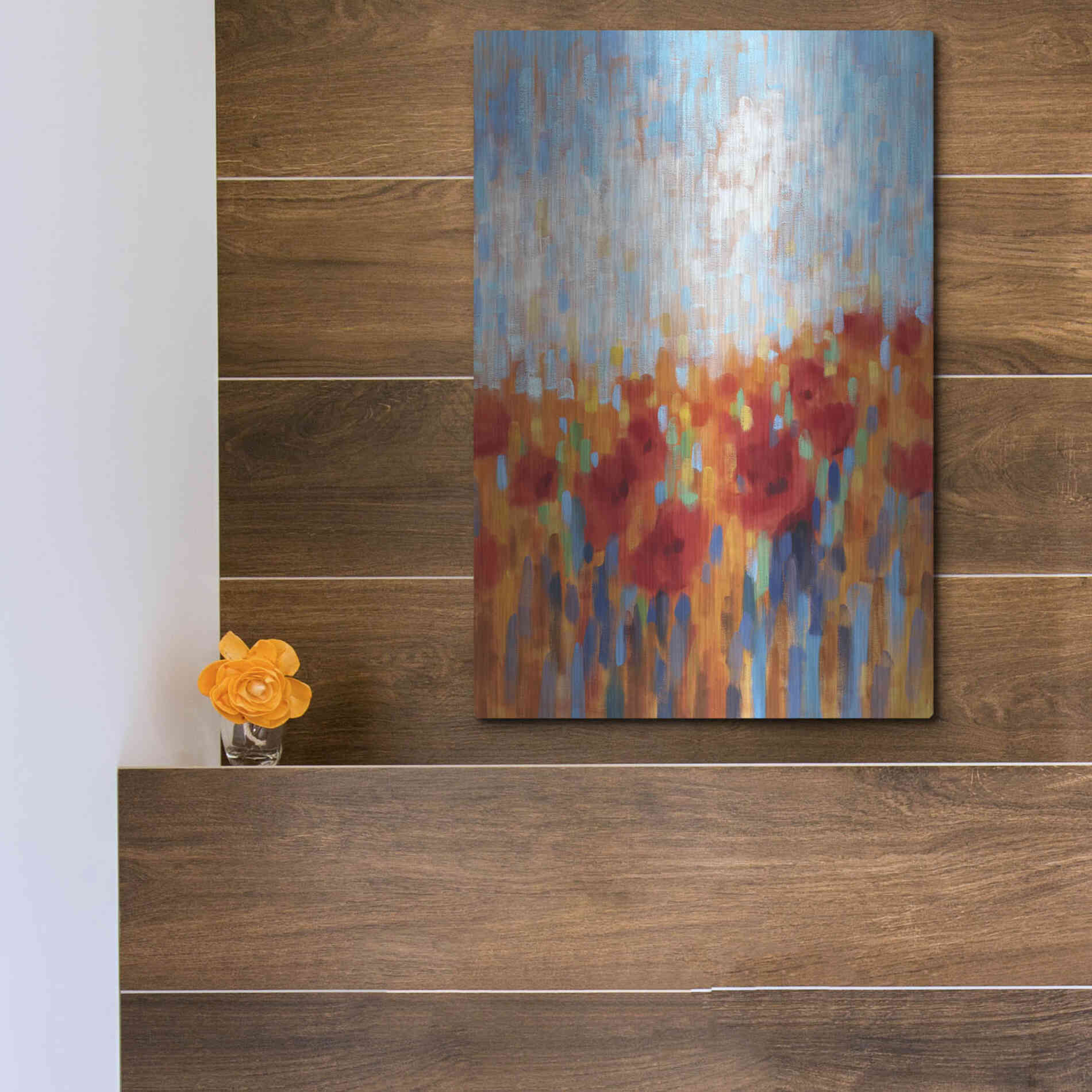 Luxe Metal Art 'Poppy Walk' by Claire Hardy, Metal Wall Art,12x16