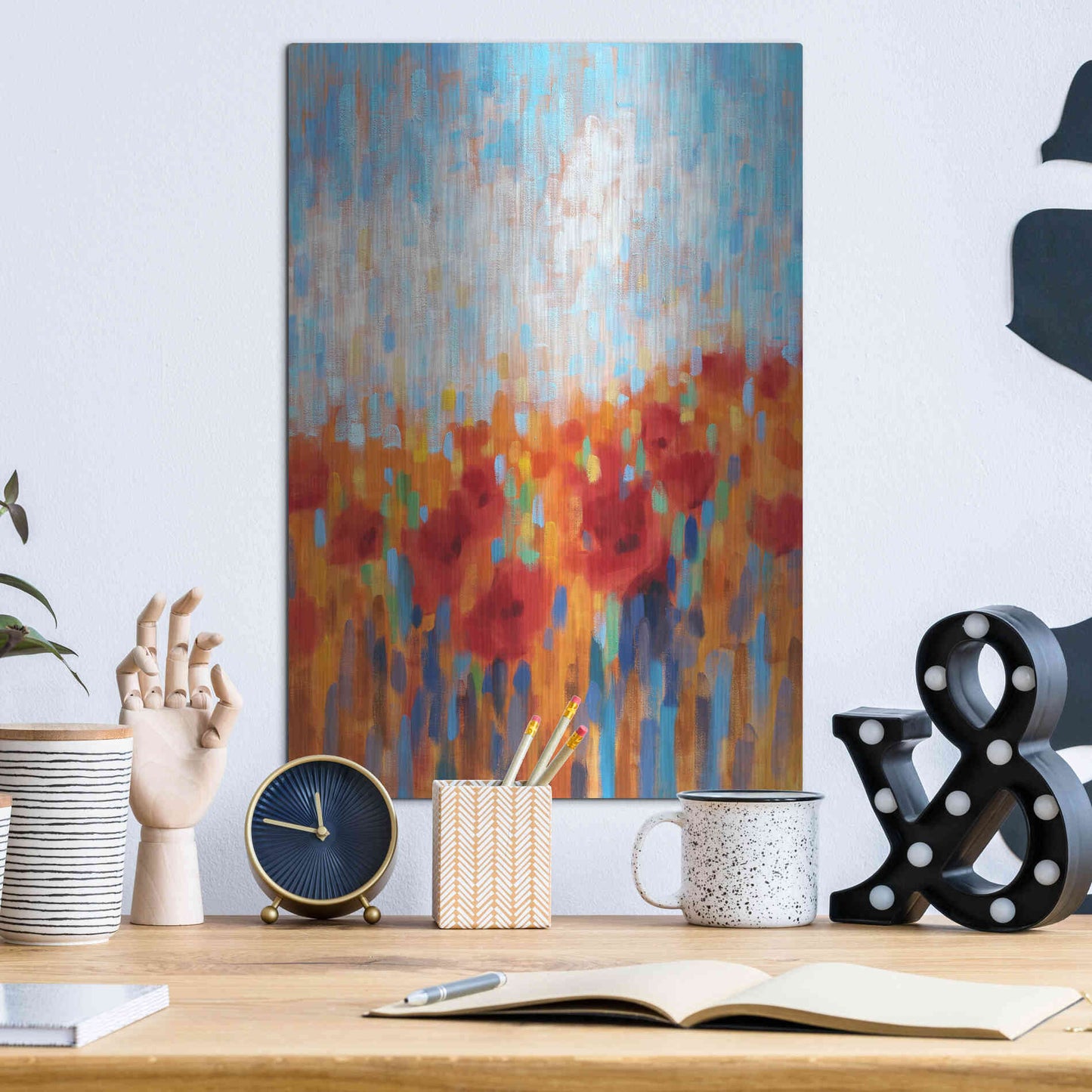 Luxe Metal Art 'Poppy Walk' by Claire Hardy, Metal Wall Art,12x16