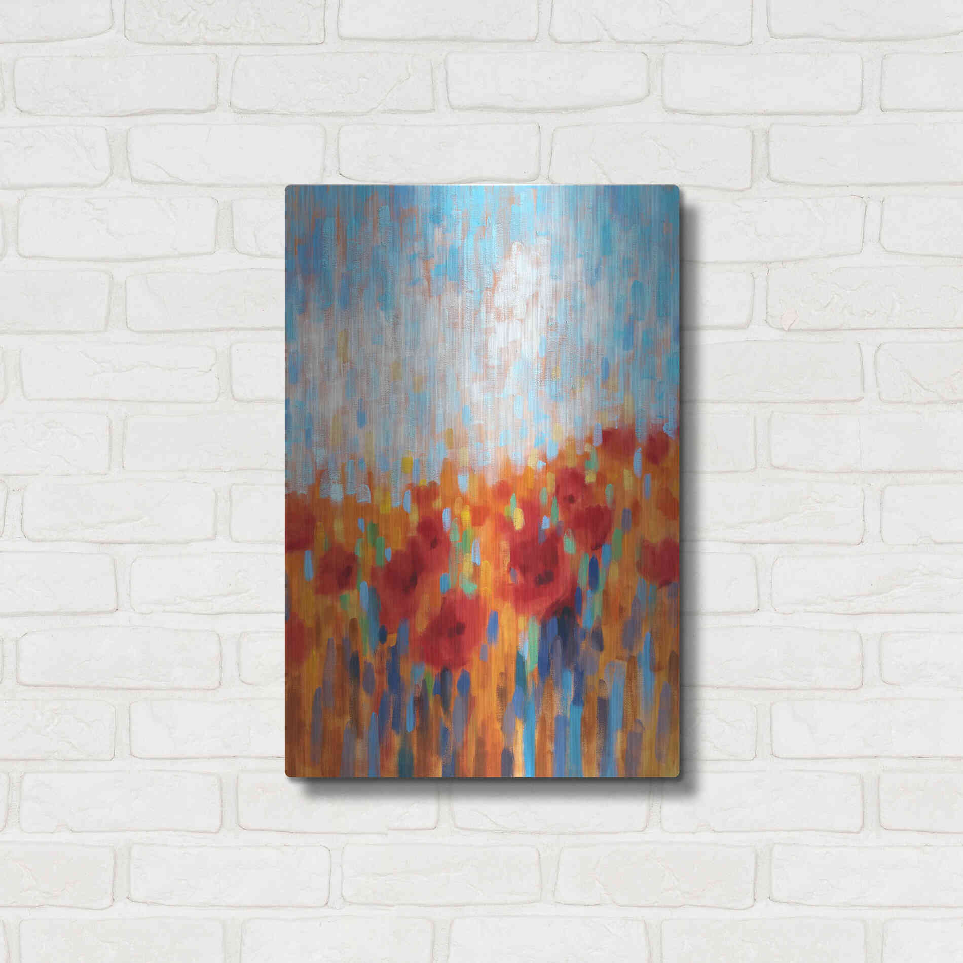 Luxe Metal Art 'Poppy Walk' by Claire Hardy, Metal Wall Art,16x24