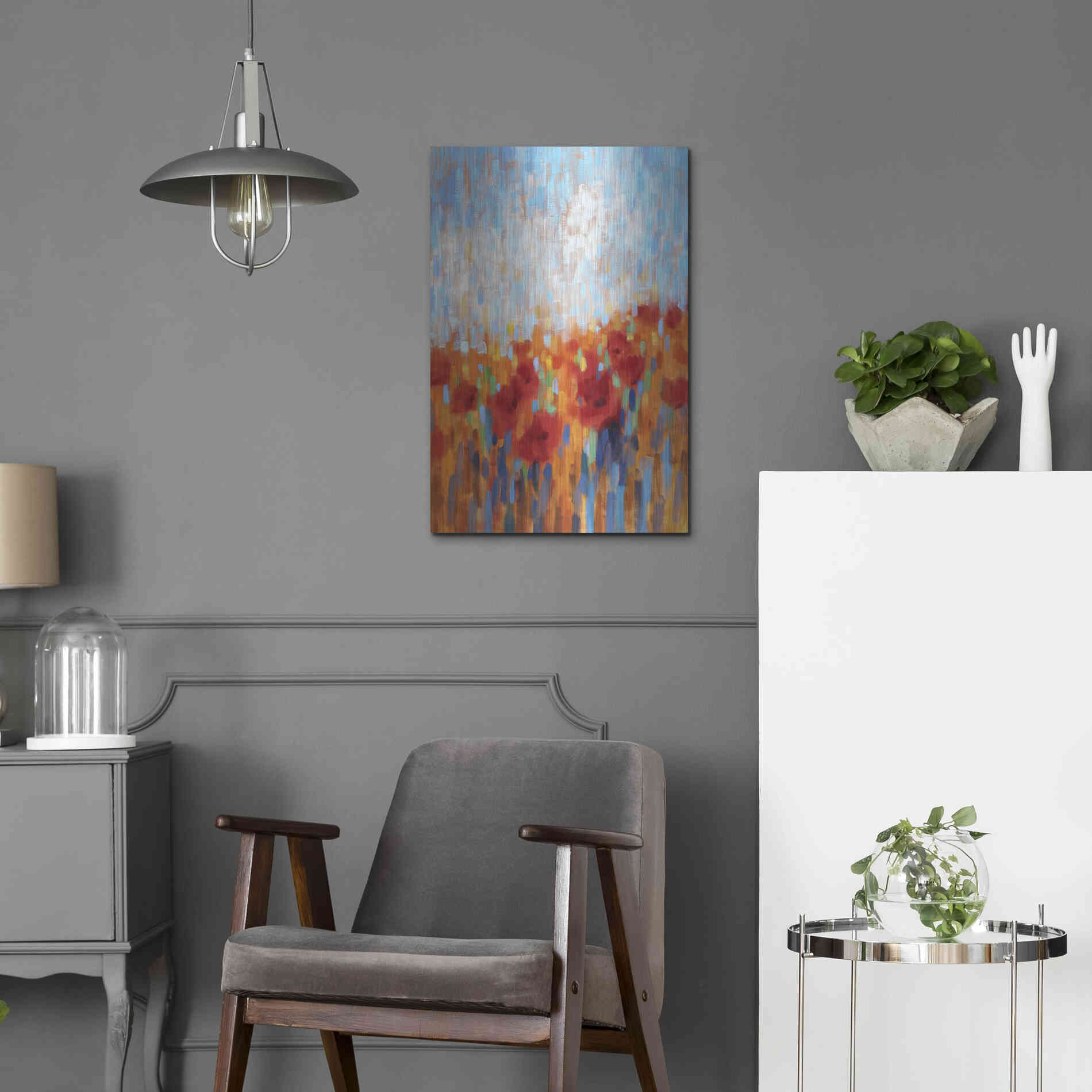 Luxe Metal Art 'Poppy Walk' by Claire Hardy, Metal Wall Art,16x24