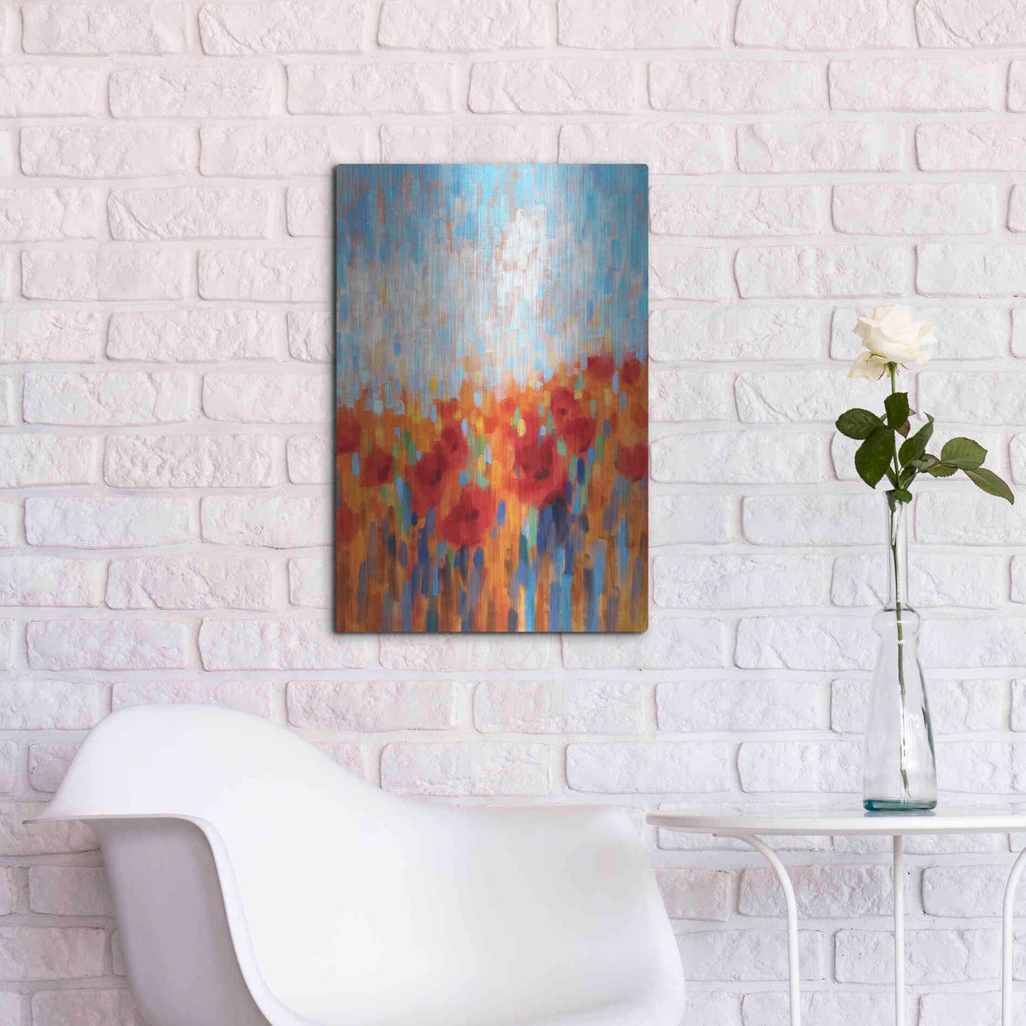 Luxe Metal Art 'Poppy Walk' by Claire Hardy, Metal Wall Art,16x24