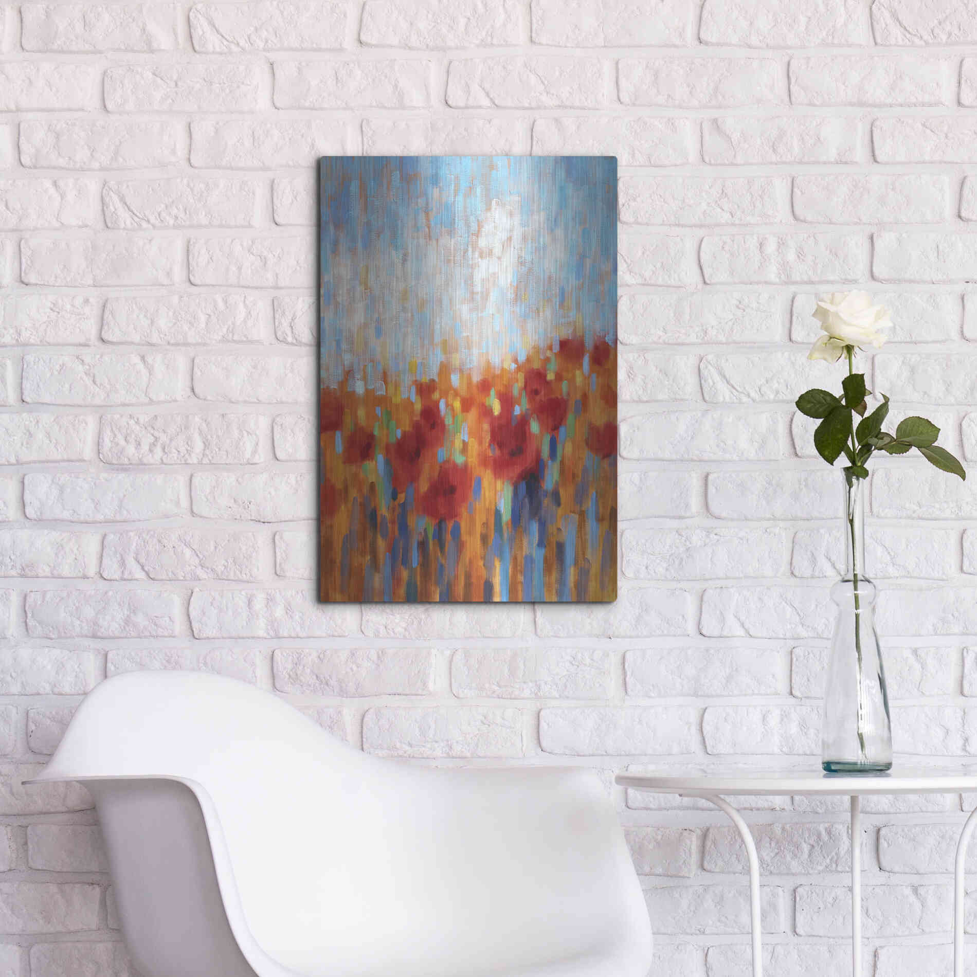 Luxe Metal Art 'Poppy Walk' by Claire Hardy, Metal Wall Art,16x24